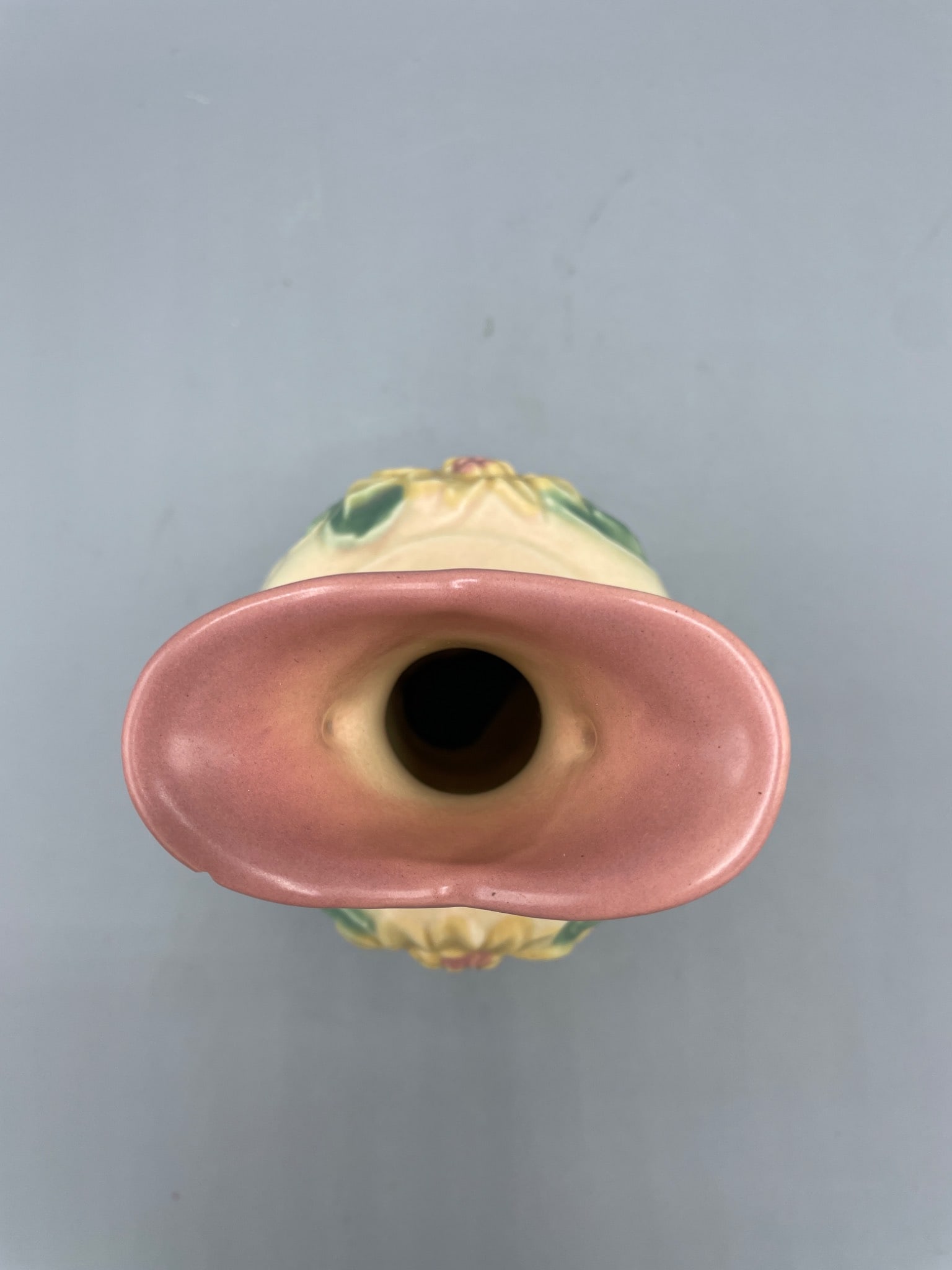 USA Marked Double-Handled Ceramic Vase With Floral Relief - 3