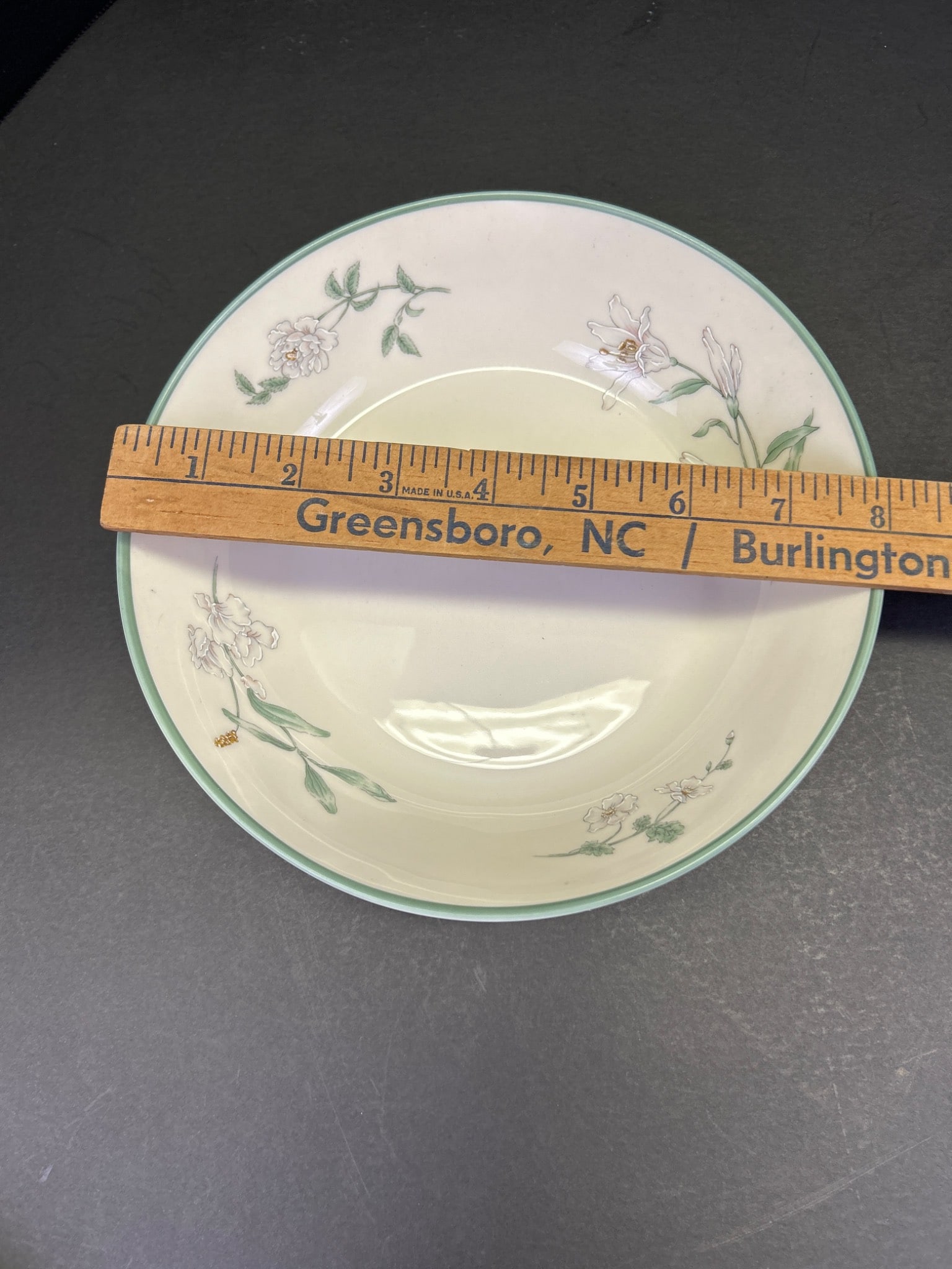 Two Serving Bowls With Floral Pattern and Green Rim - 5