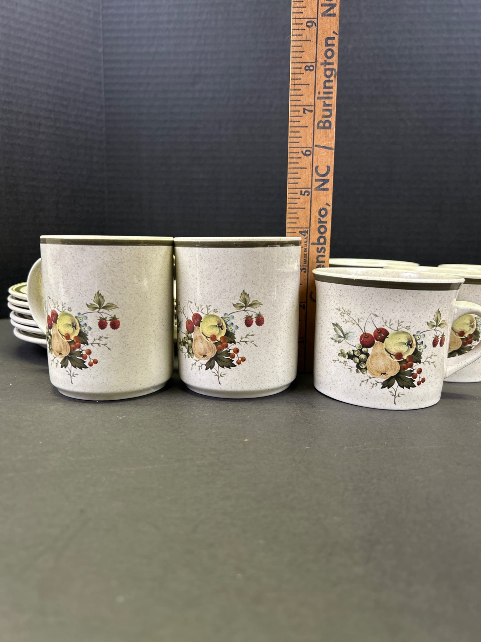 Six Saucers and Nine Cups - Royal Doulton Talmath Stoneware - 3