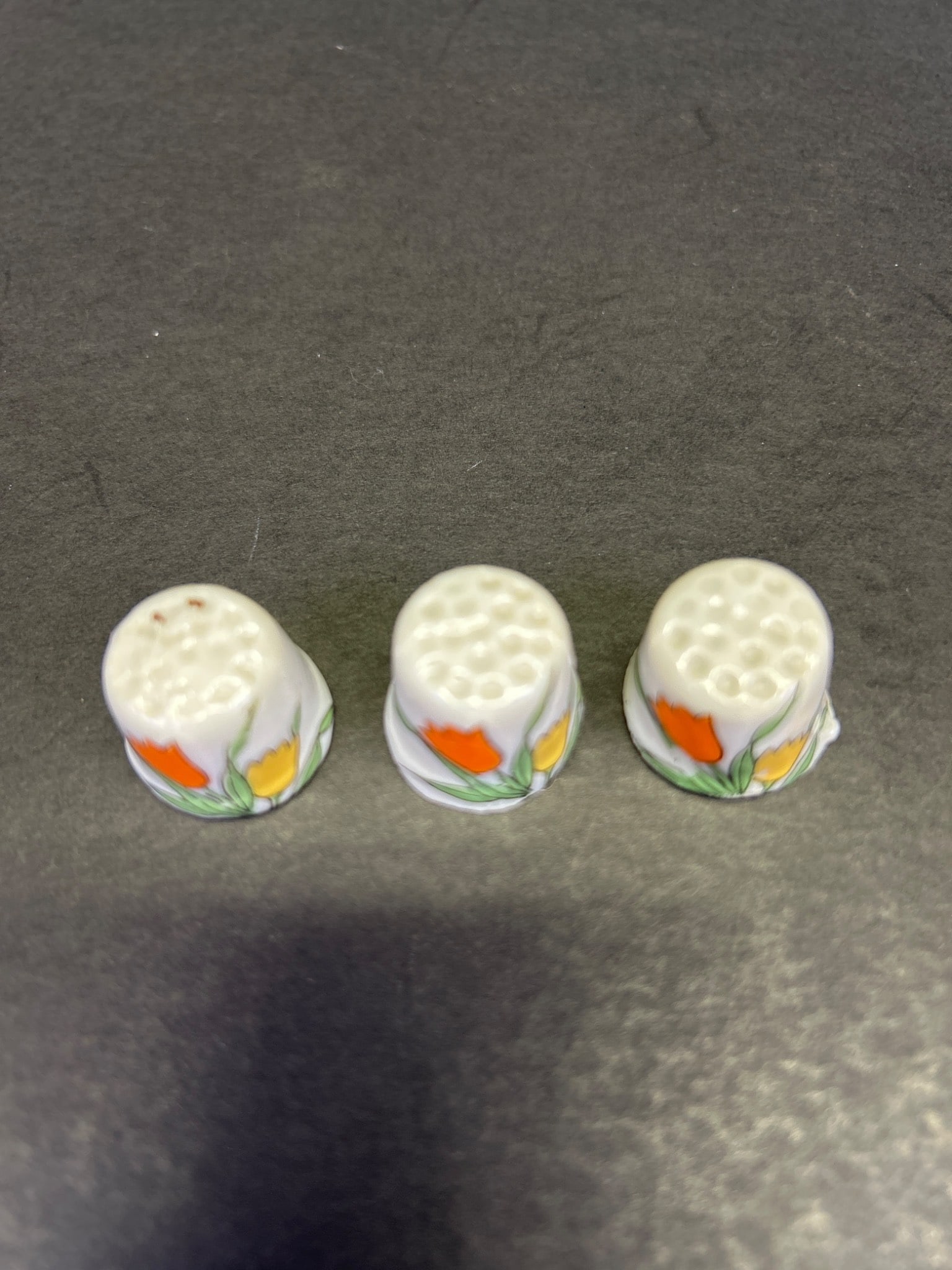 Porcelain Baby Figurine and Three Floral Thimbles Set - 2