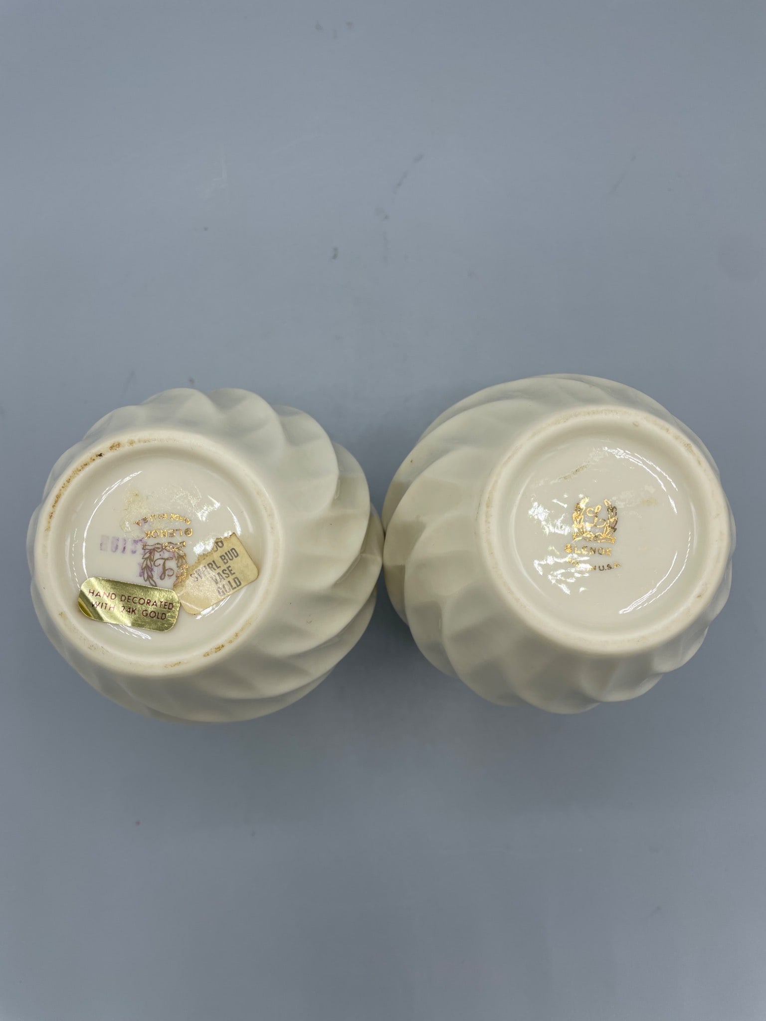 Lenox Swirl Bud Vases with 24K Gold Decoration - 4