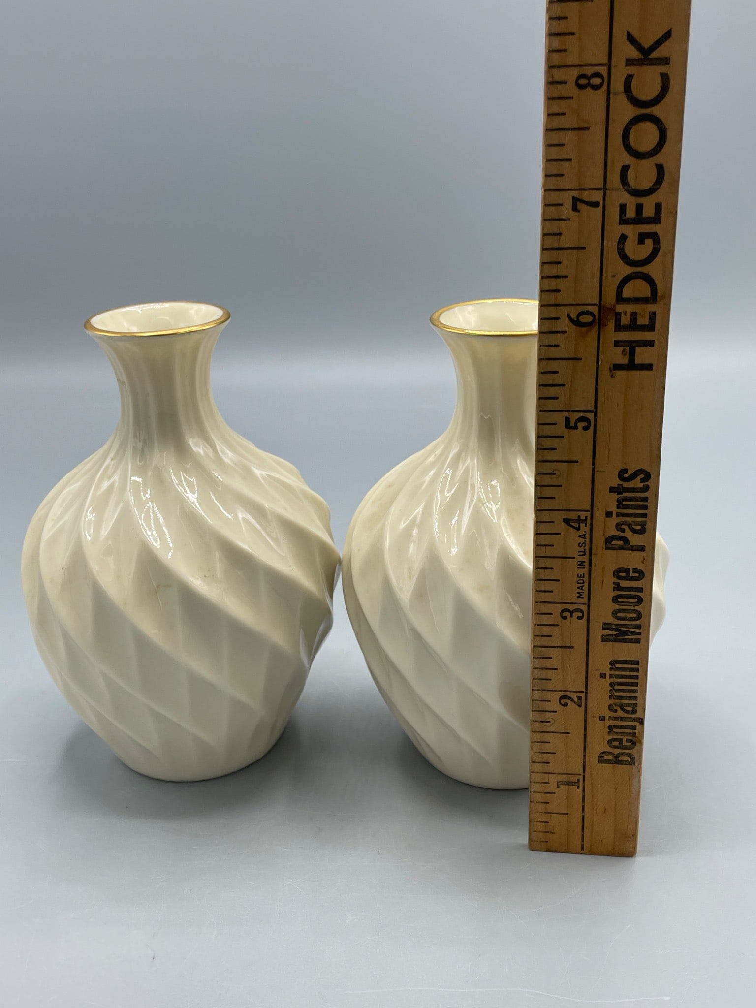 Lenox Swirl Bud Vases with 24K Gold Decoration - 7