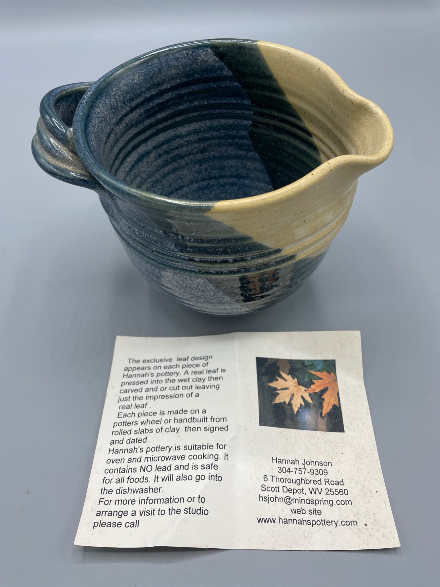 Handcrafted Ceramic Mug with Leaf Embellishment from Hannahâ€™s Pottery - 2