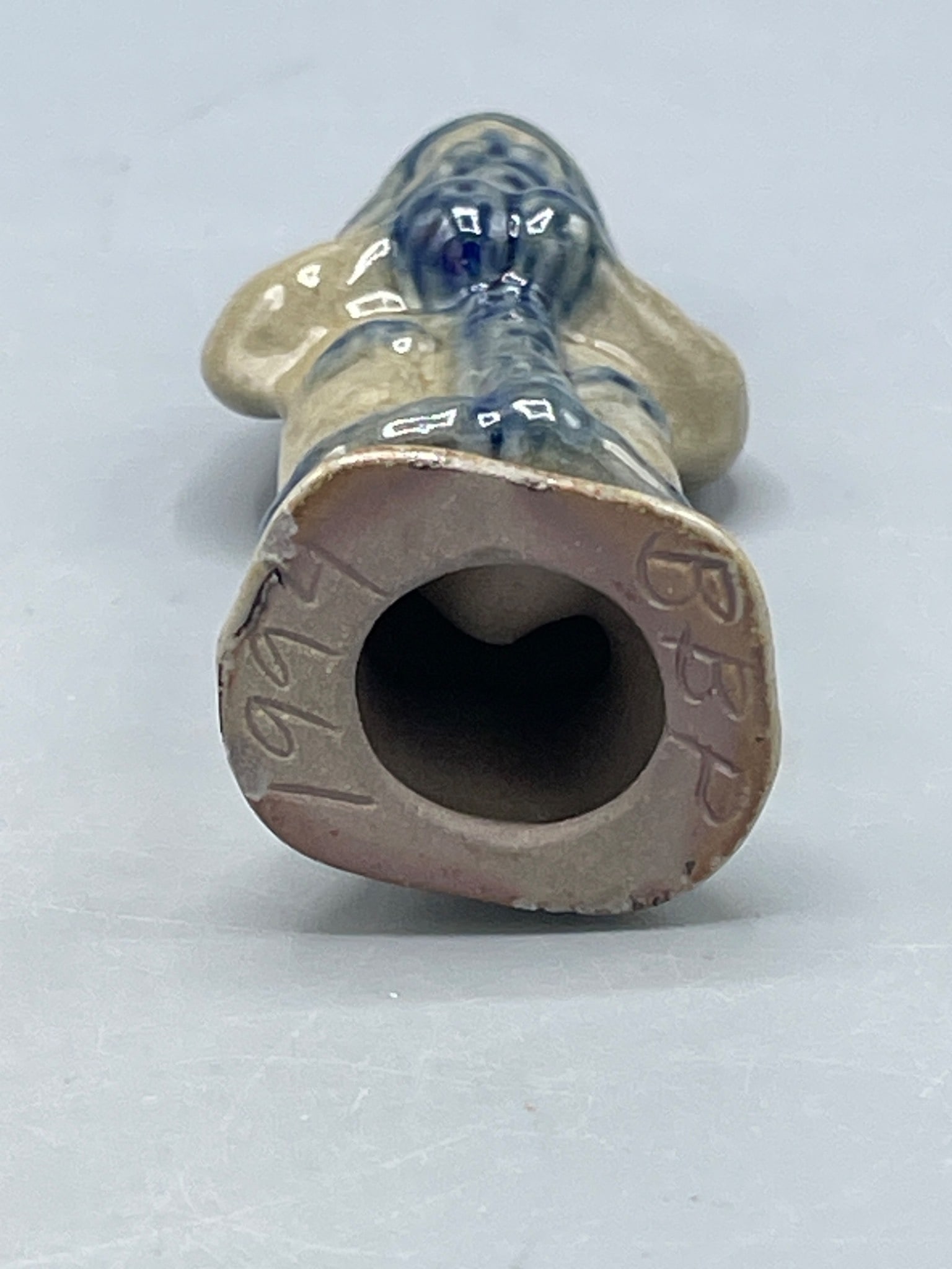 Ceramic Figurine with Blue Glaze, Marked â€˜1924 BSPâ€™ - 3