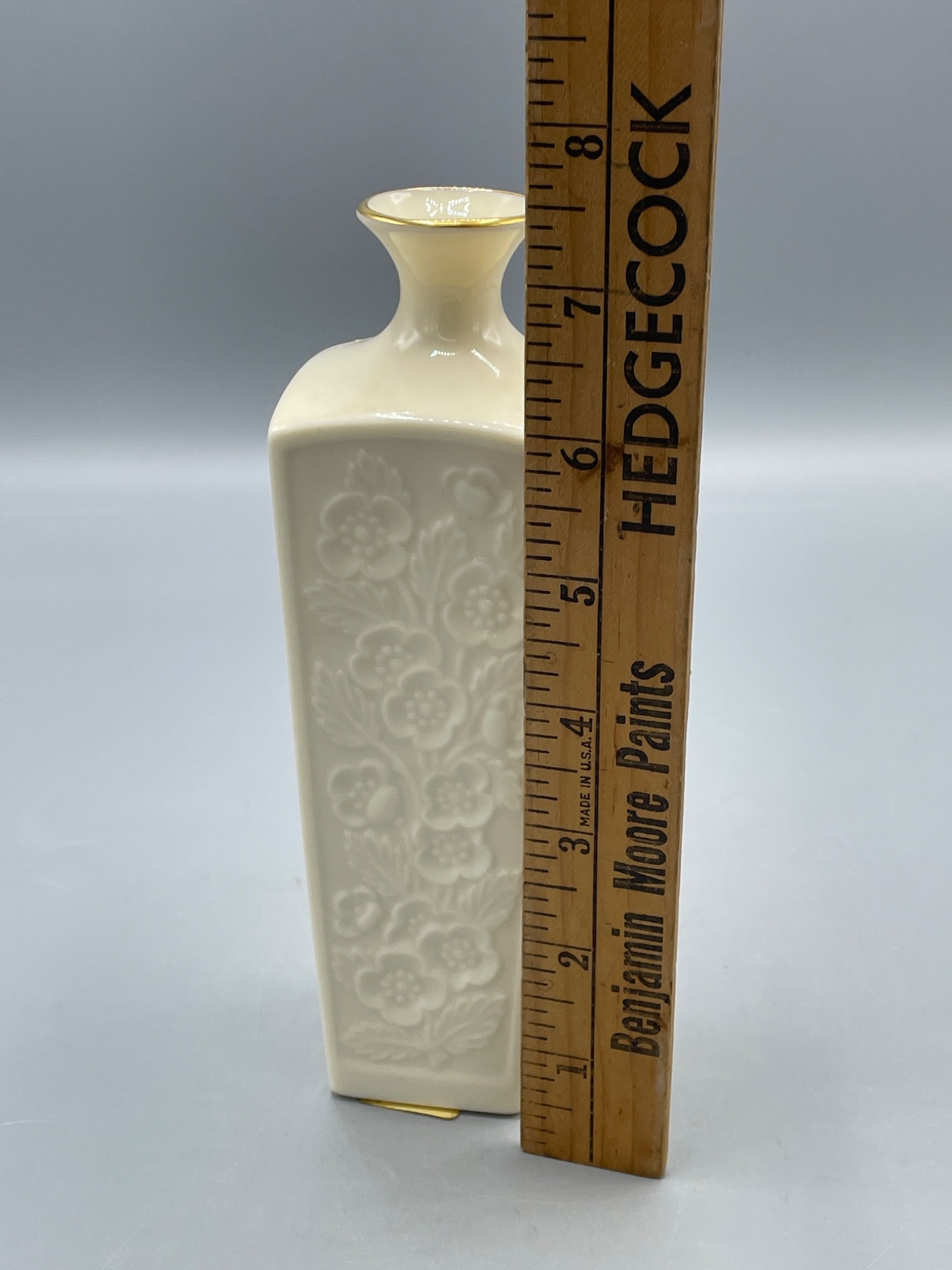 Lenox Porcelain Vase with Floral Relief and Gold Trim - 5