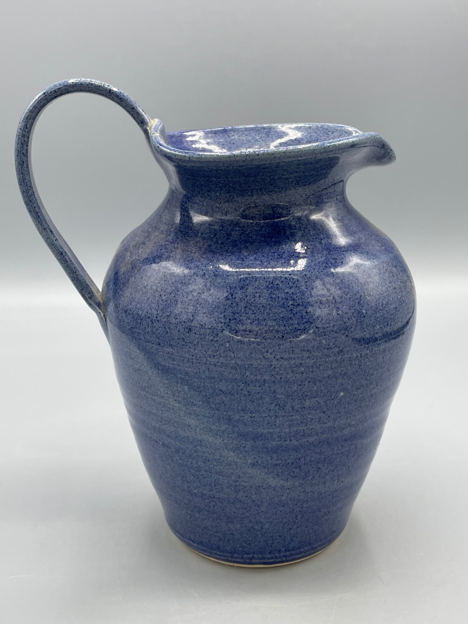 Down Home Pottery Blue Stoneware Pitcher, Seagrove, NC, Approx. 9 Inches - 2