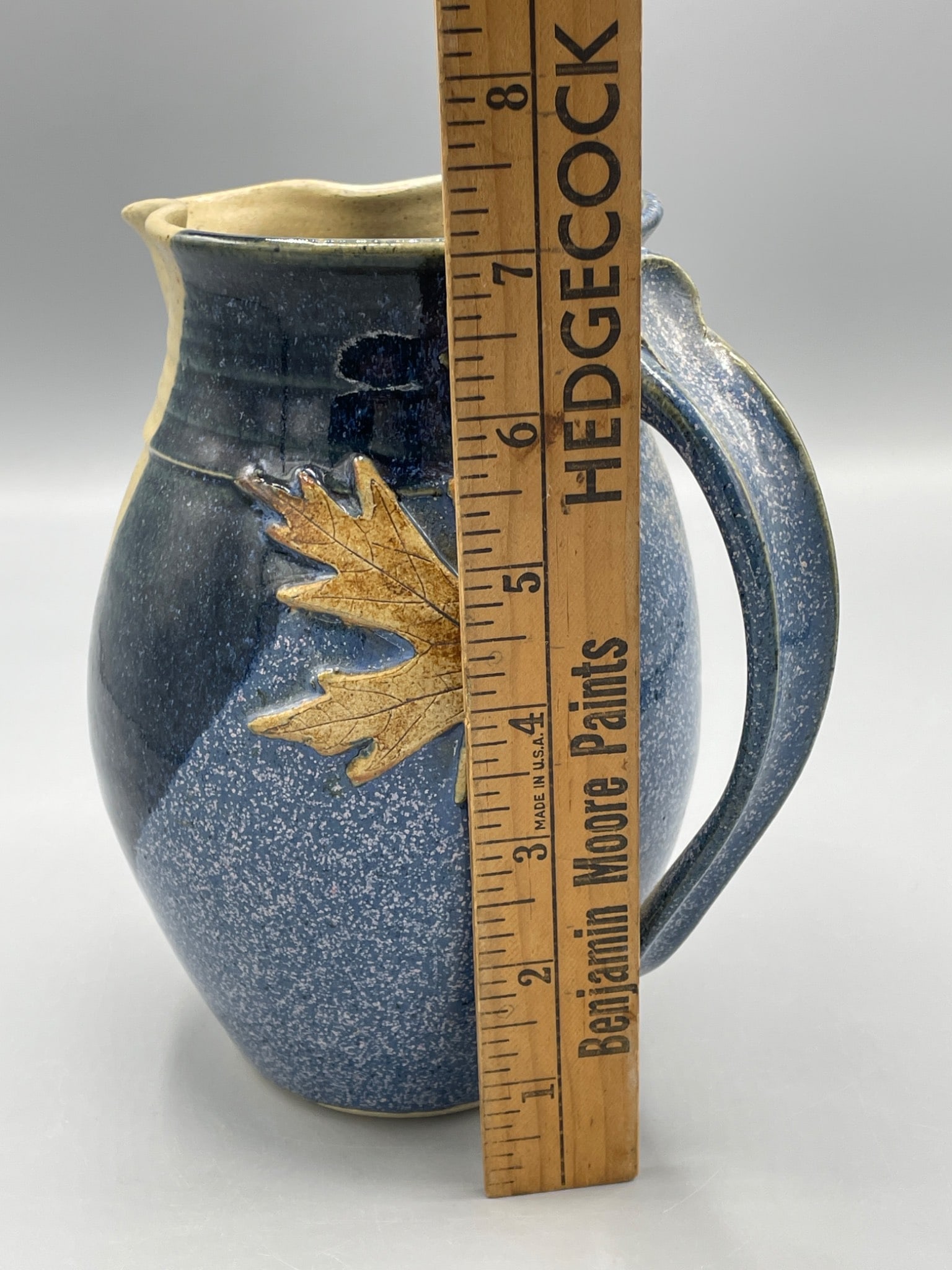 Handcrafted Ceramic Pitcher by Hannahâ€™s Pottery with Leaf Motif - 6