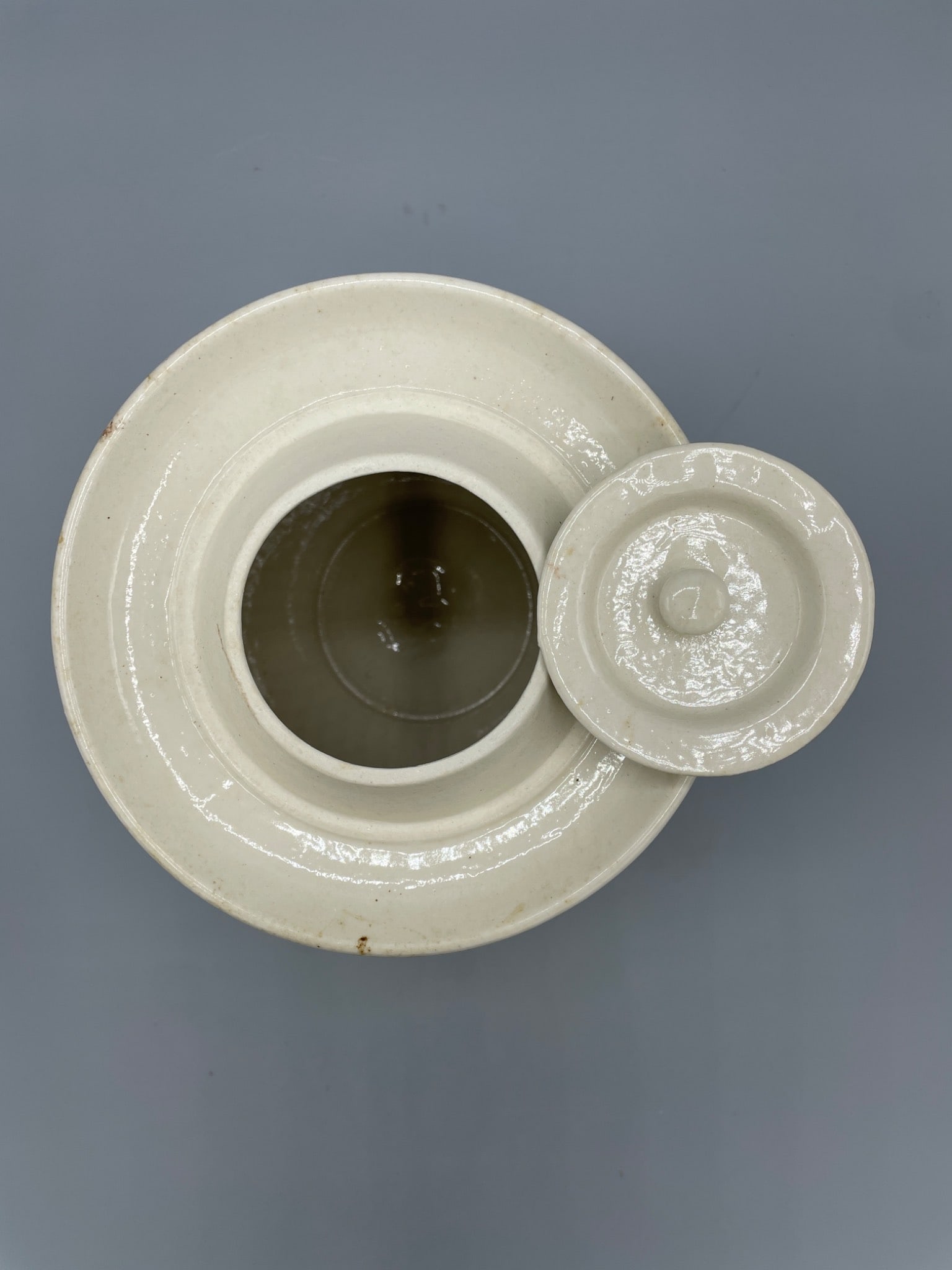 Chinese Ceramic Jar with Lid, Blue and White Landscape Design, Made in PRC - 3