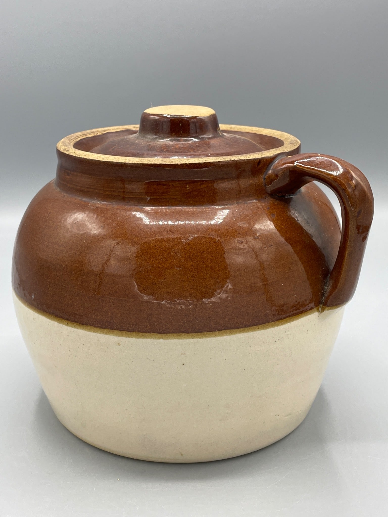 Two-Gallon Stoneware Crock With Lid and Crown Stamp, Marked â€˜USAâ€͐ - 2