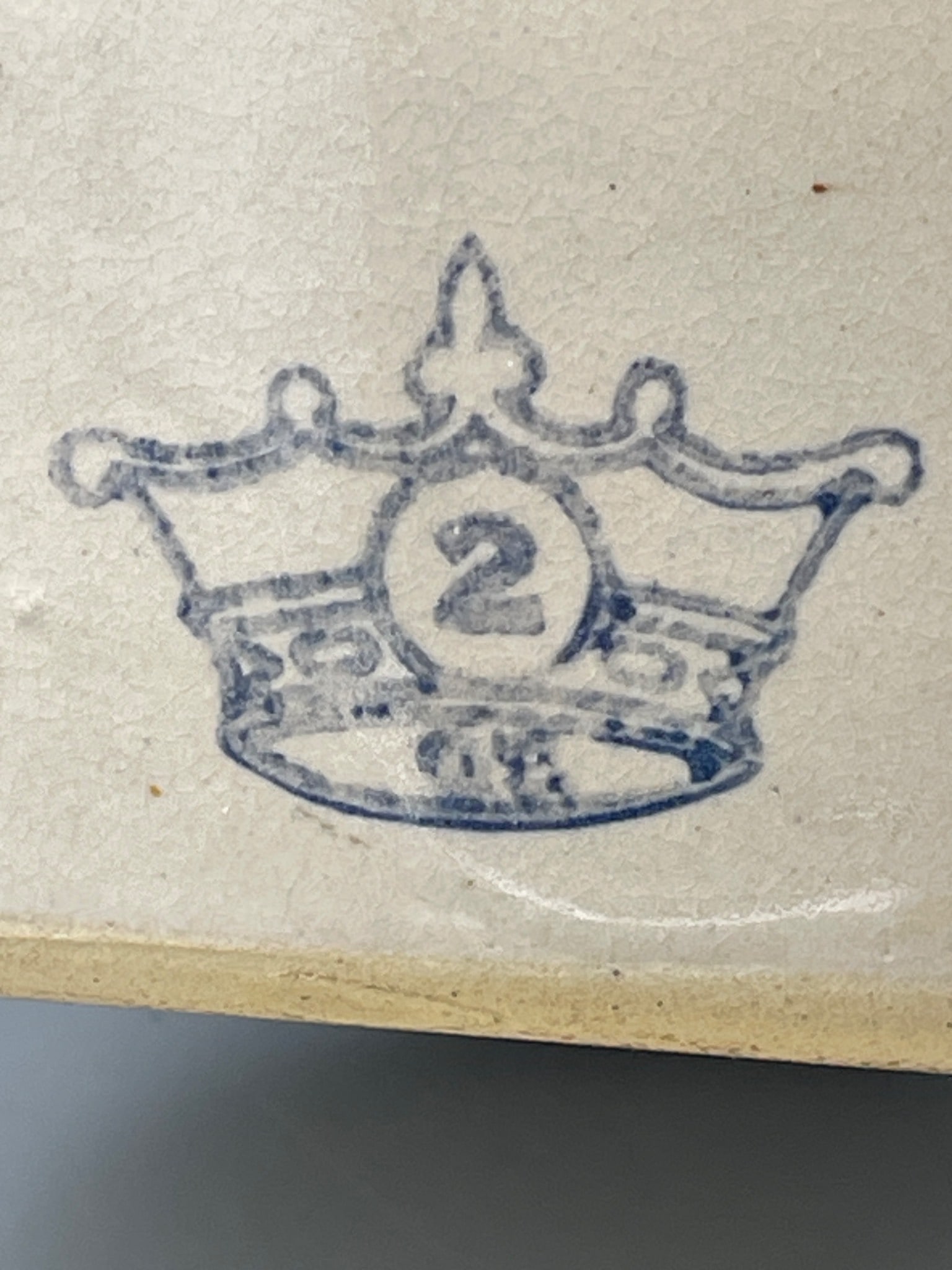 Two-Gallon Stoneware Crock With Lid and Crown Stamp, Marked â€˜USAâ€͐ - 6