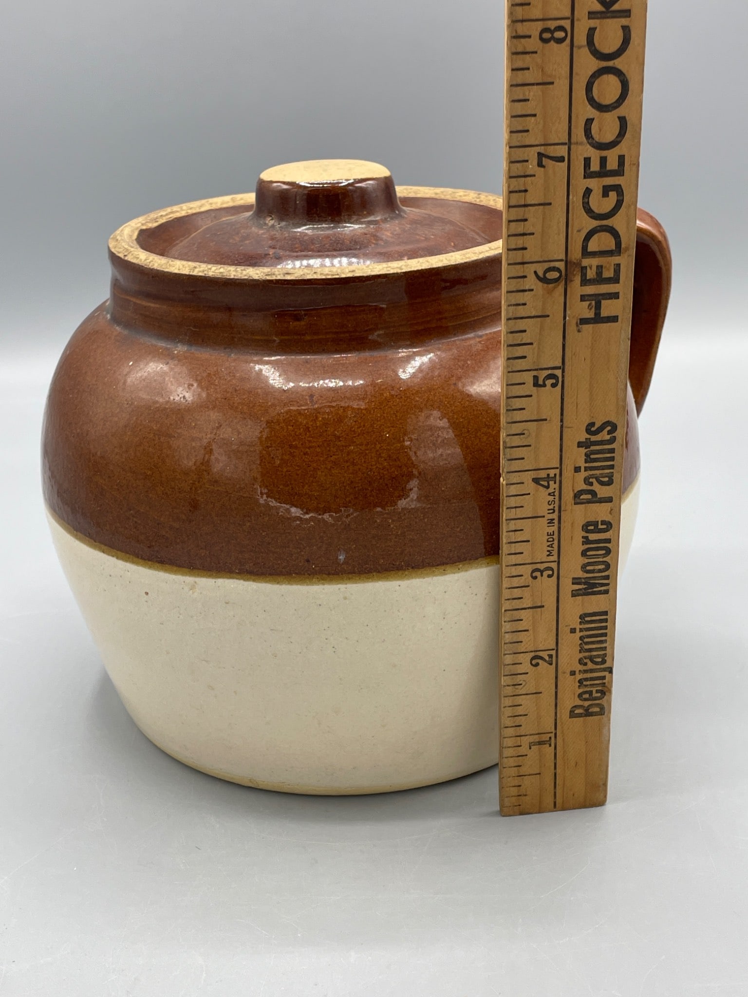 Two-Gallon Stoneware Crock With Lid and Crown Stamp, Marked â€˜USAâ€͐ - 7