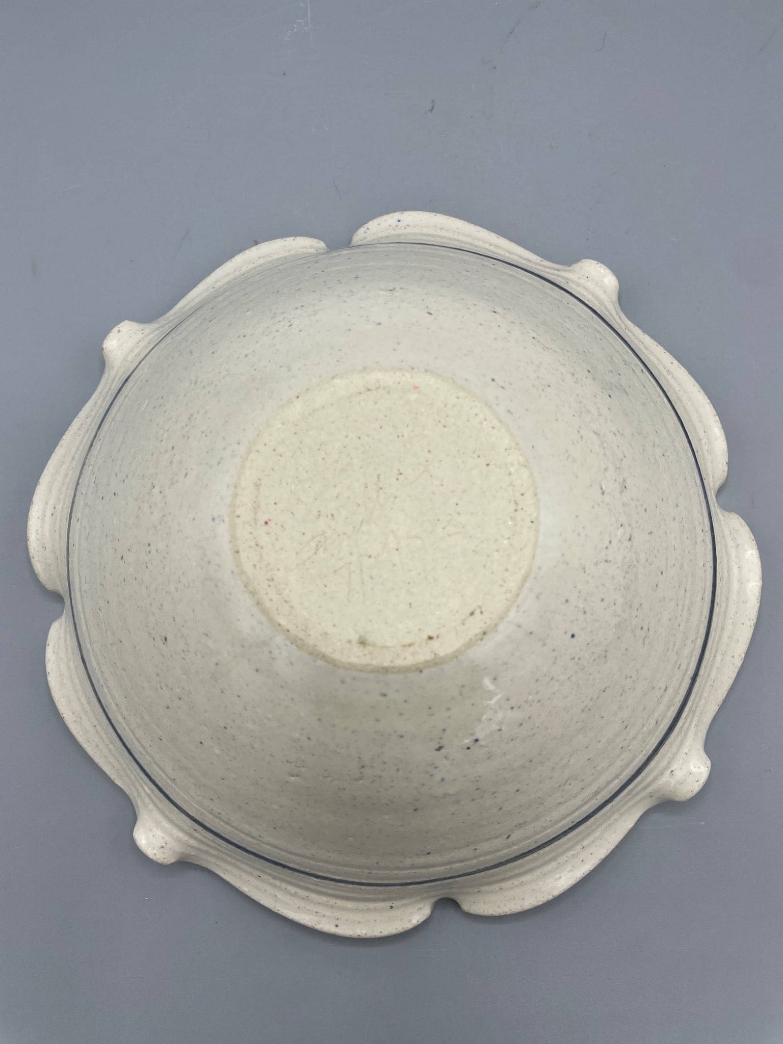 Decorative Ceramic Bowl With Lace Pattern Signed and Dated 7/02 - 4