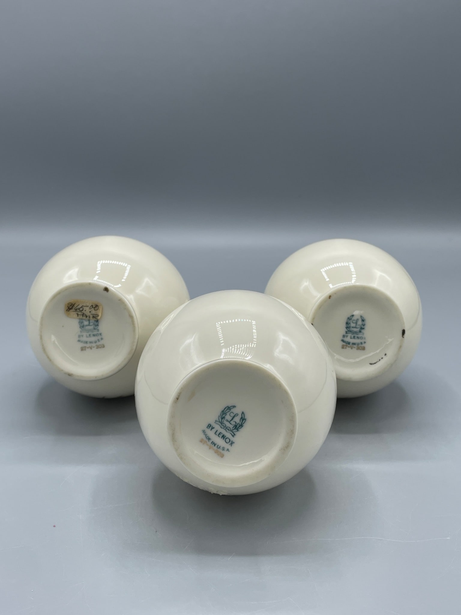 3 Lenox Porcelain Vases, Model 27-V-303, Made in USA - 4