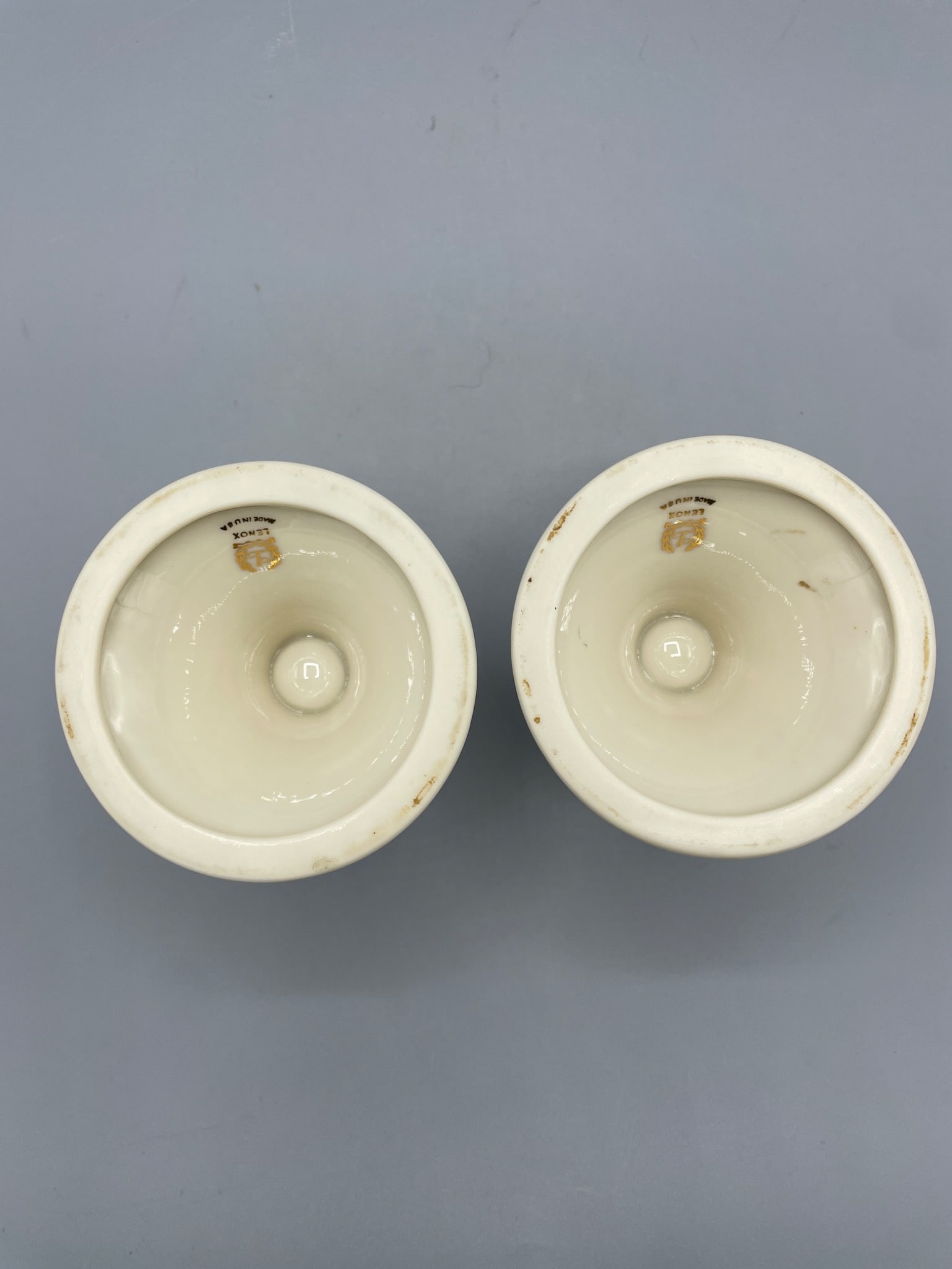 Lenox Ivory Porcelain Candle Holders with Silver Trim, Made in USA - 4