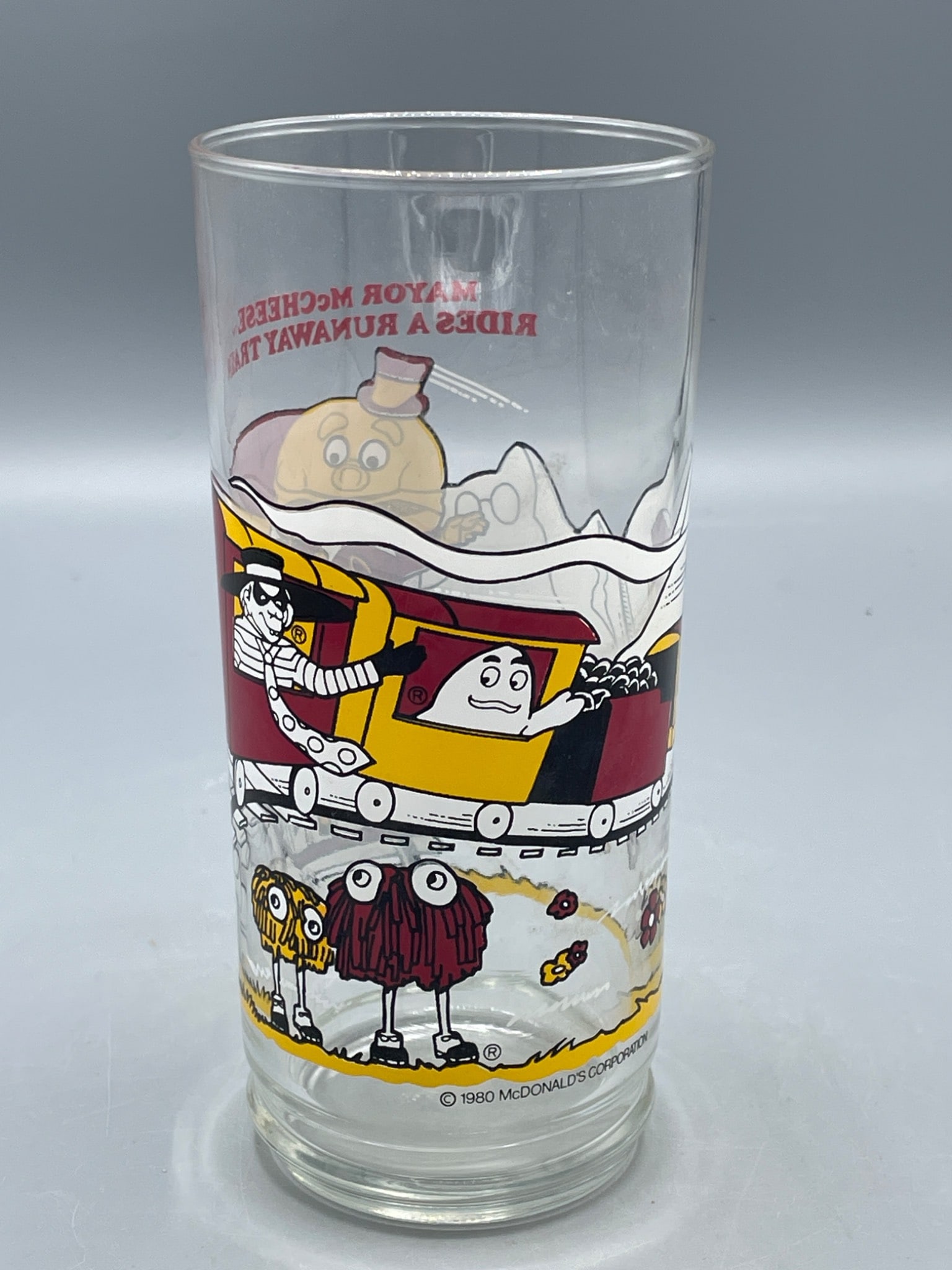1980 McDonaldâ€™s Mayor McCheese Glass Featuring â€˜Rides a Runaway - 2