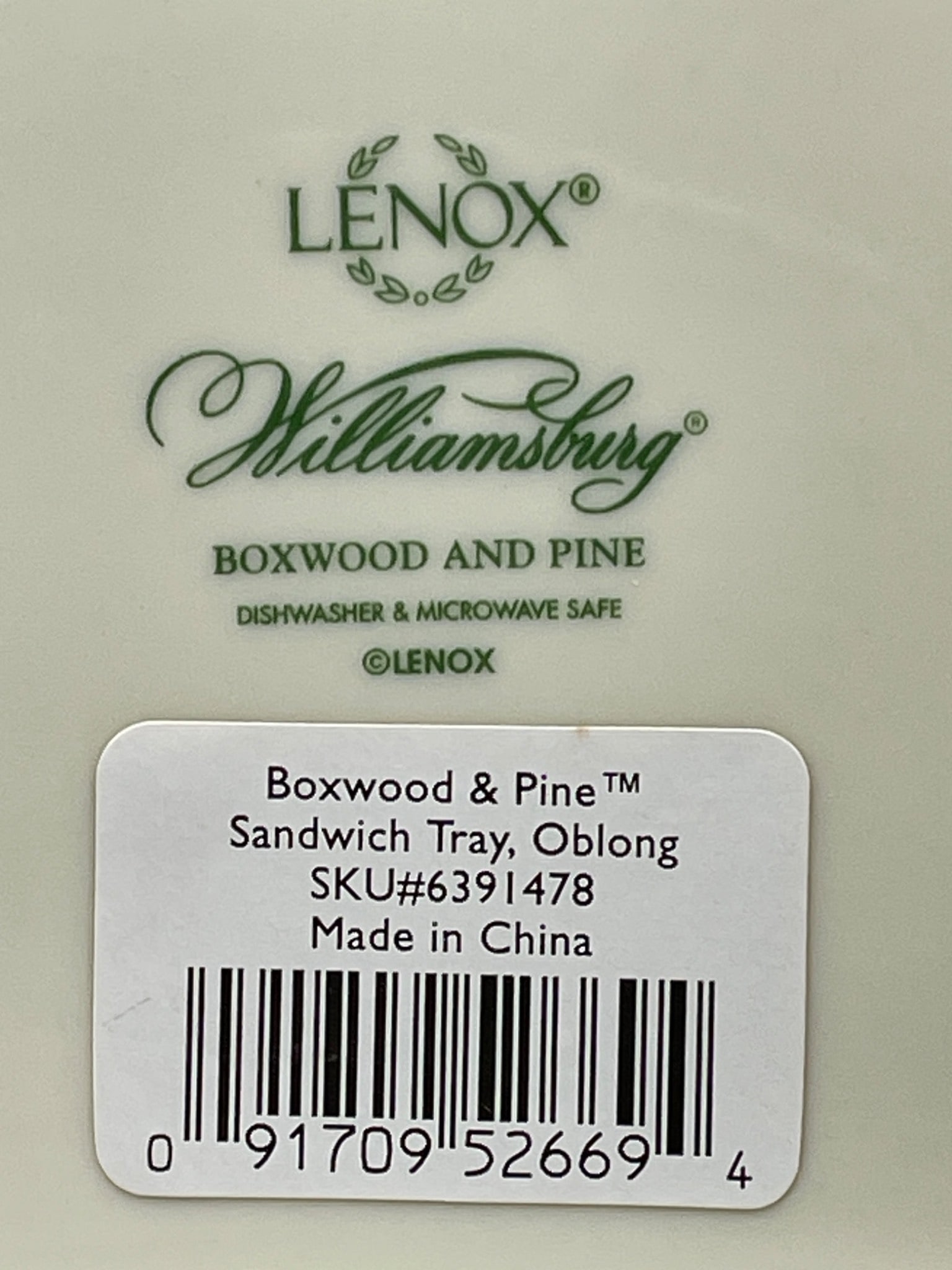 Lenox Williamsburg Boxwood and Pine Oblong Sandwich Tray - 4