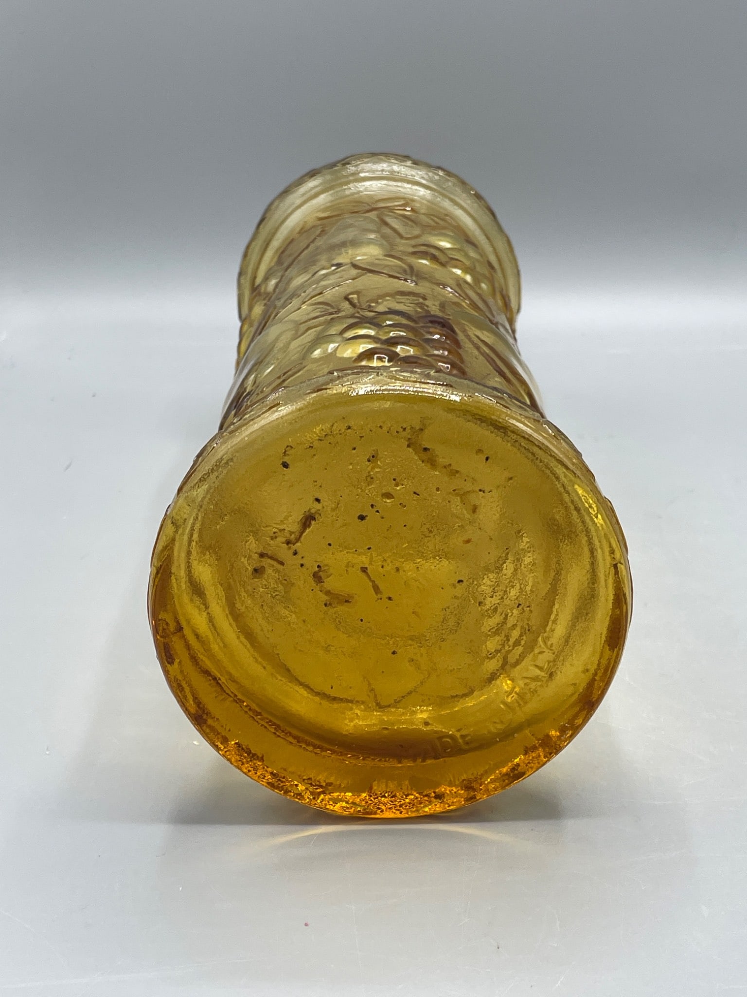 Amber-Colored Pressed Glass Bottle With Embossed Fruit Design - 4
