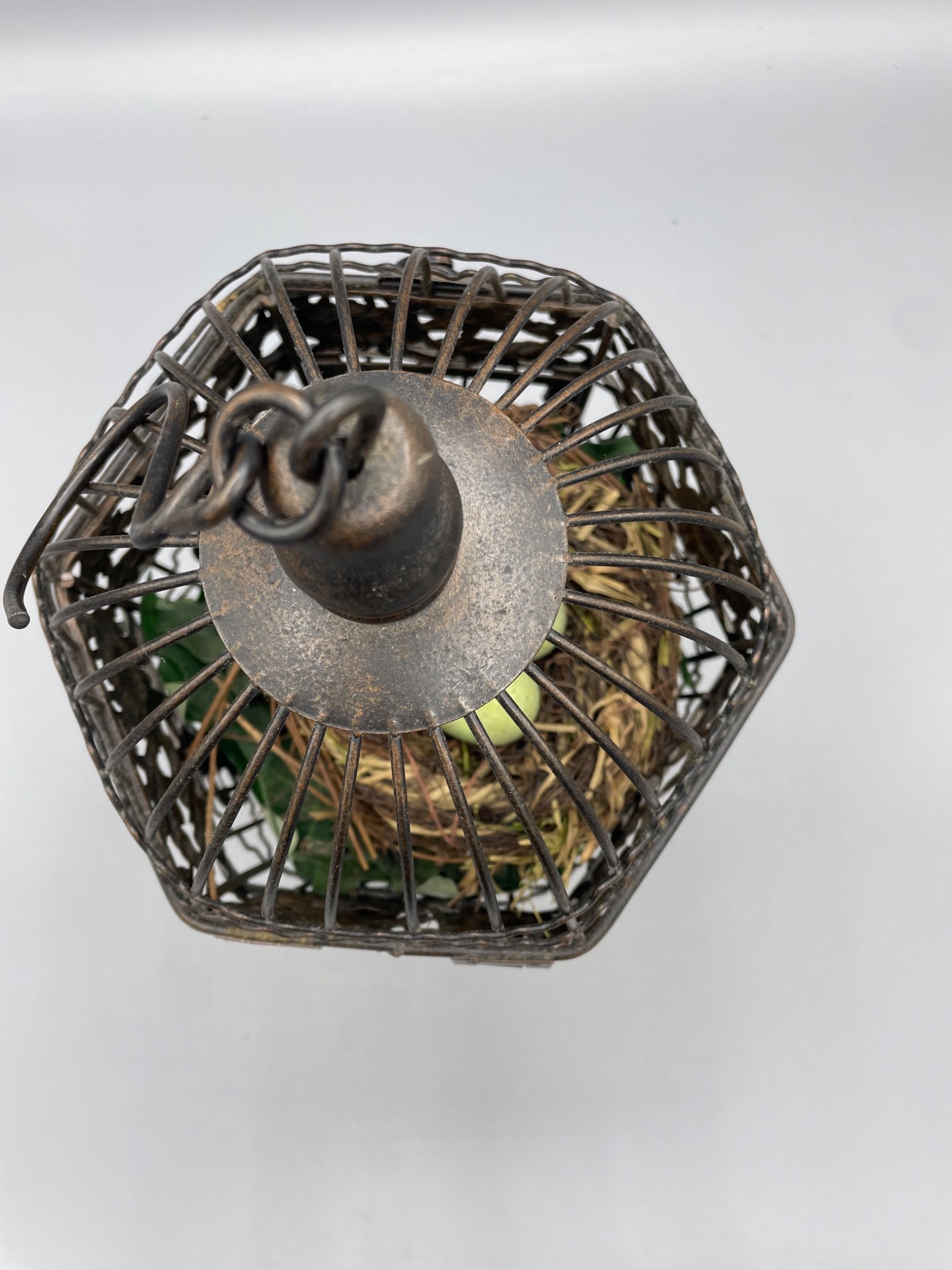 Metal Hexagonal Decorative Cage with Floral Details - 4