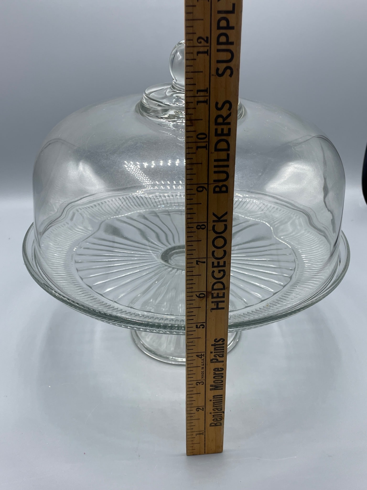 Round Clear Glass Cake Stand With Dome Lid And Fluted Base - 6