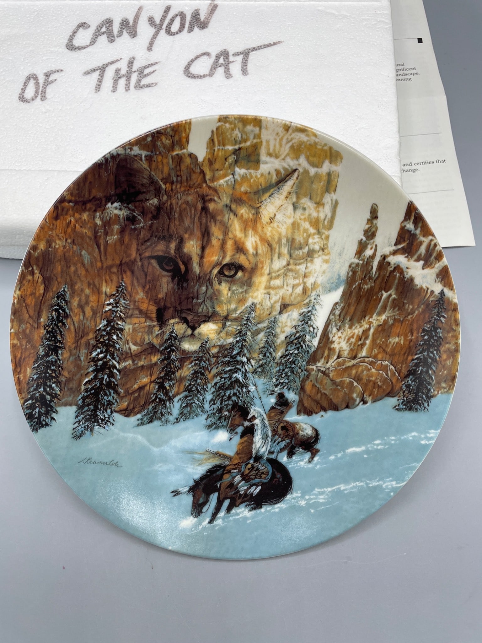 1992 â€˜Canyon of the Catâ€™ Collector Plate by Julie Kramer Cole - 3