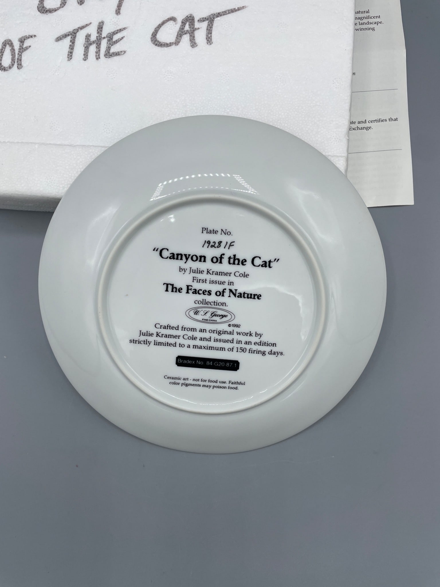 1992 â€˜Canyon of the Catâ€™ Collector Plate by Julie Kramer Cole - 4