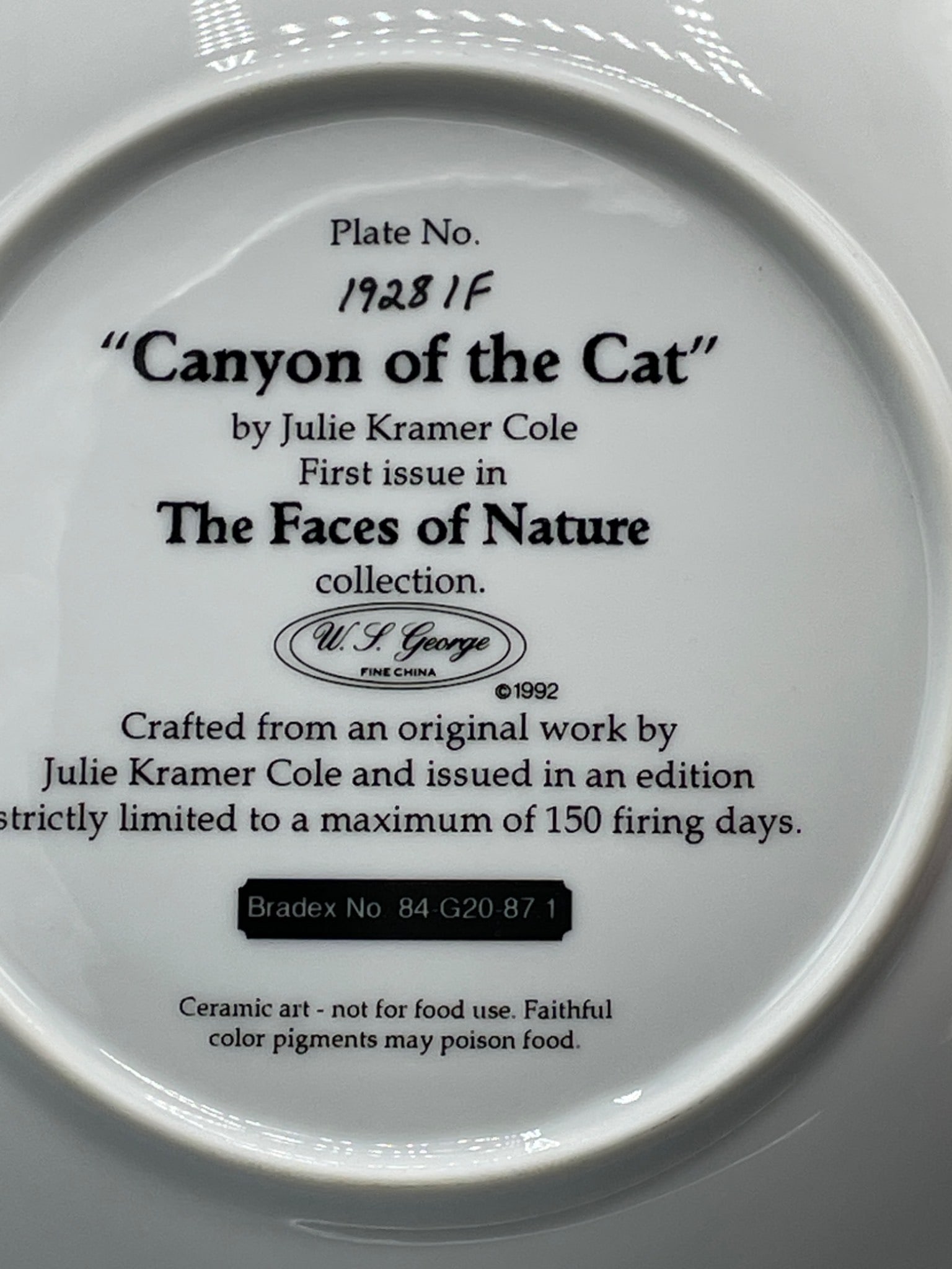 1992 â€˜Canyon of the Catâ€™ Collector Plate by Julie Kramer Cole - 5