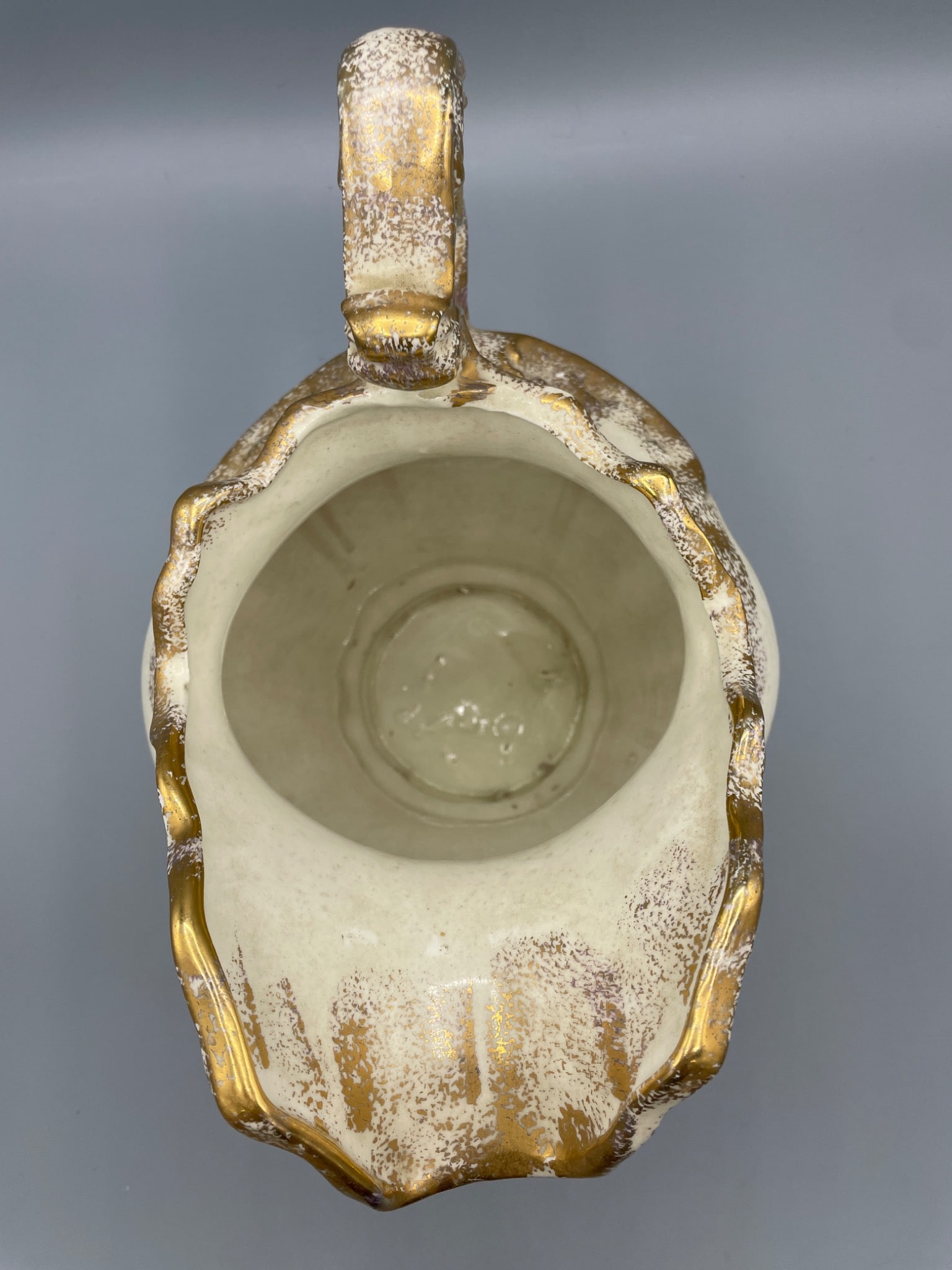 Gilded Ceramic Pitcher with Handwritten Base Marking, 6.5-Inches Tall - 3