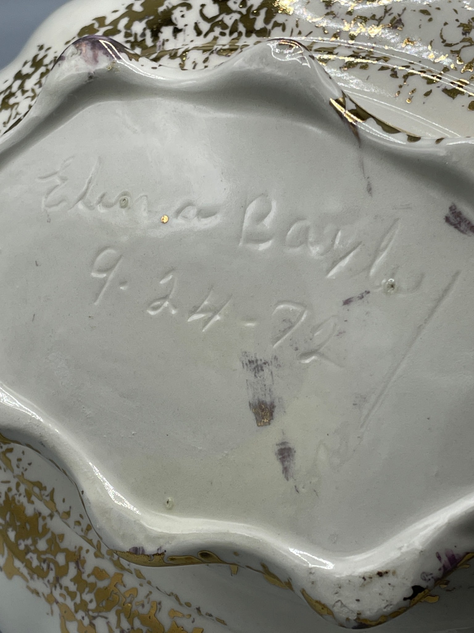 Lidded Ceramic Tureen With Handles And Ladle, Hand-Painted Gold Detailing - 5