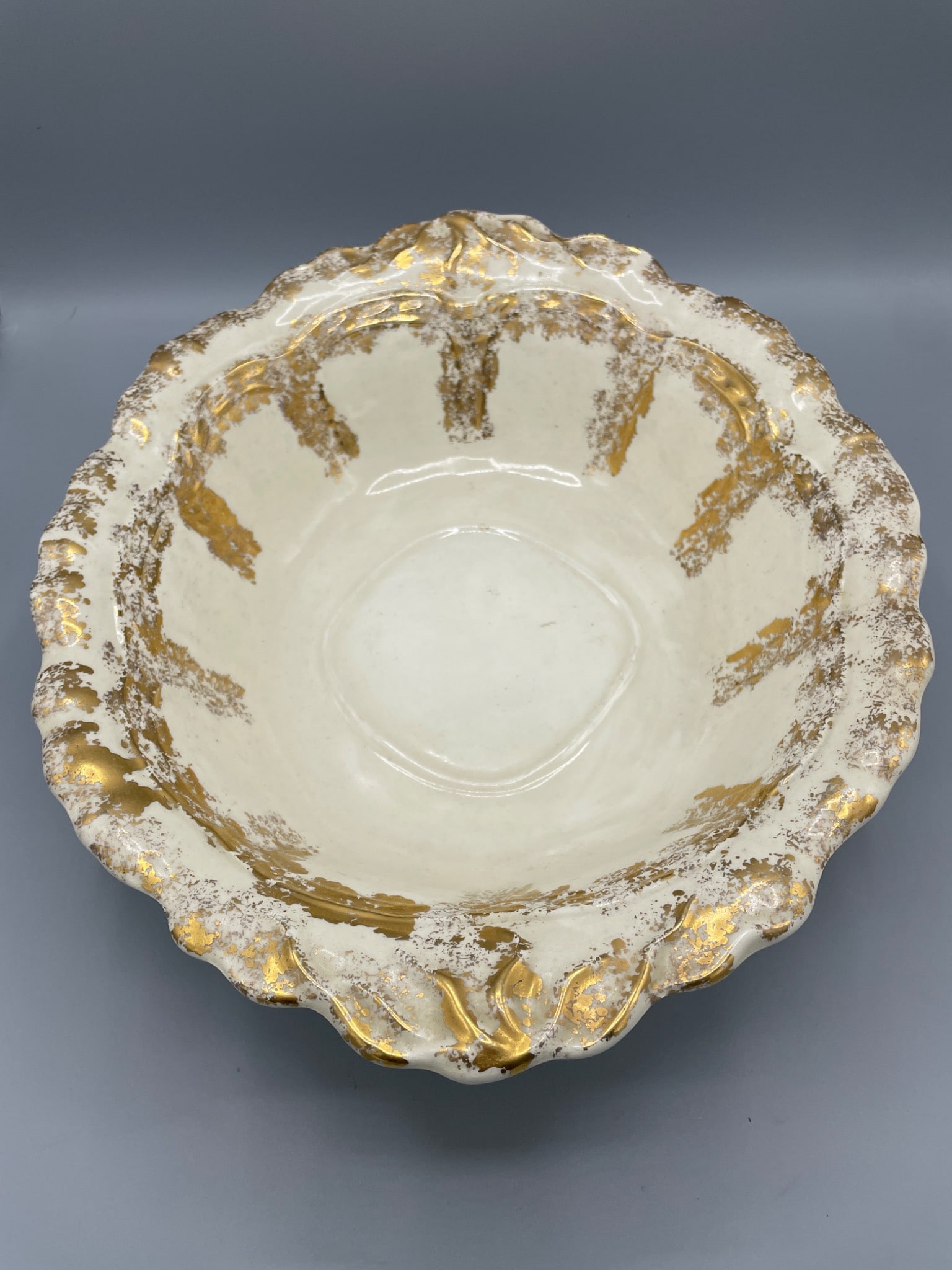Handcrafted Ceramic Bowl With Gold Detailing and Signed Base - 3