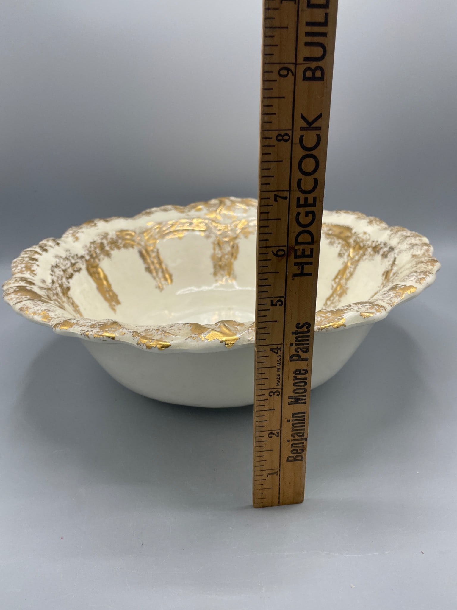 Handcrafted Ceramic Bowl With Gold Detailing and Signed Base - 5
