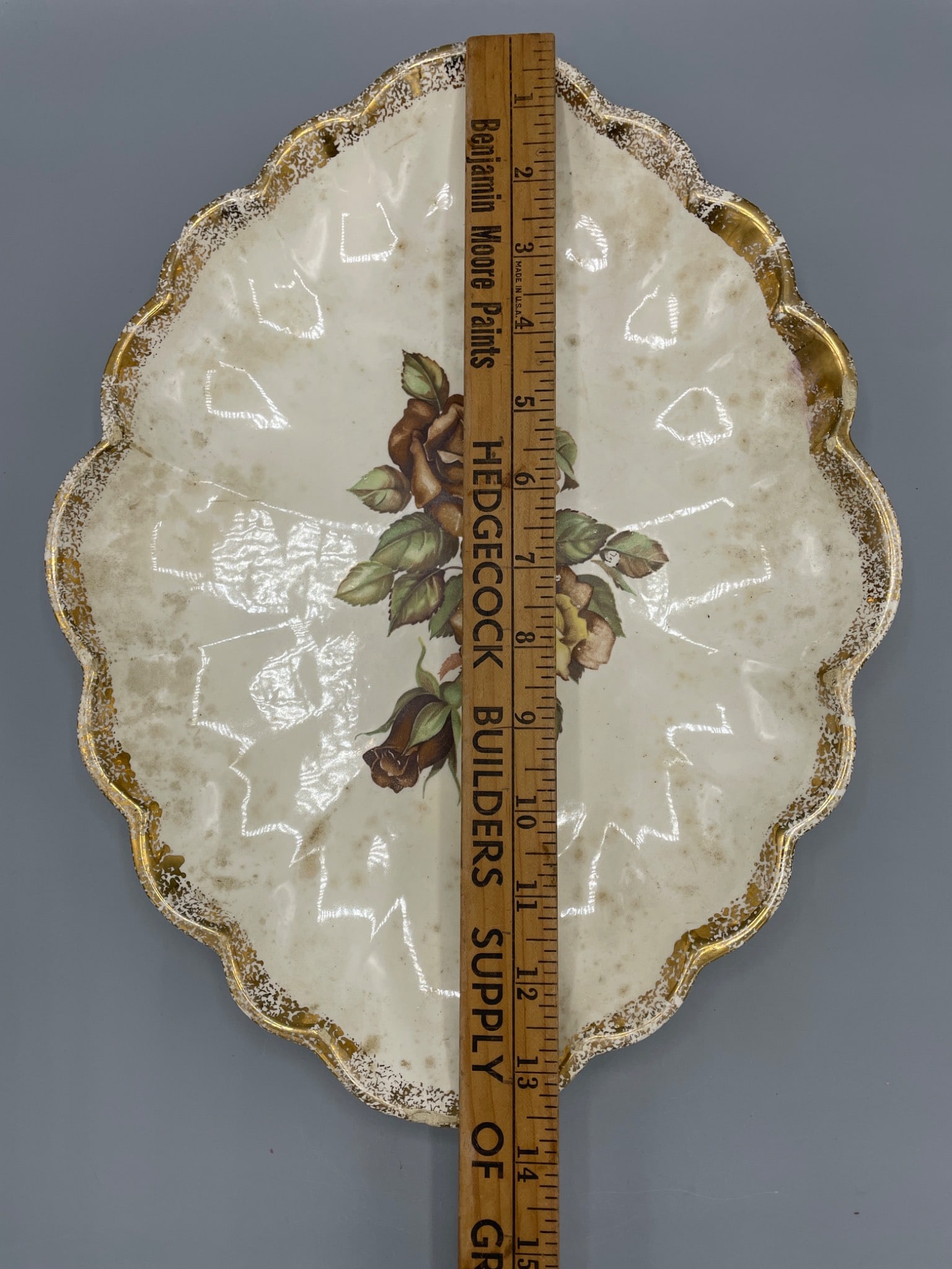 Oval Ceramic Serving Dish with Gold Trim and Floral Pattern - 3