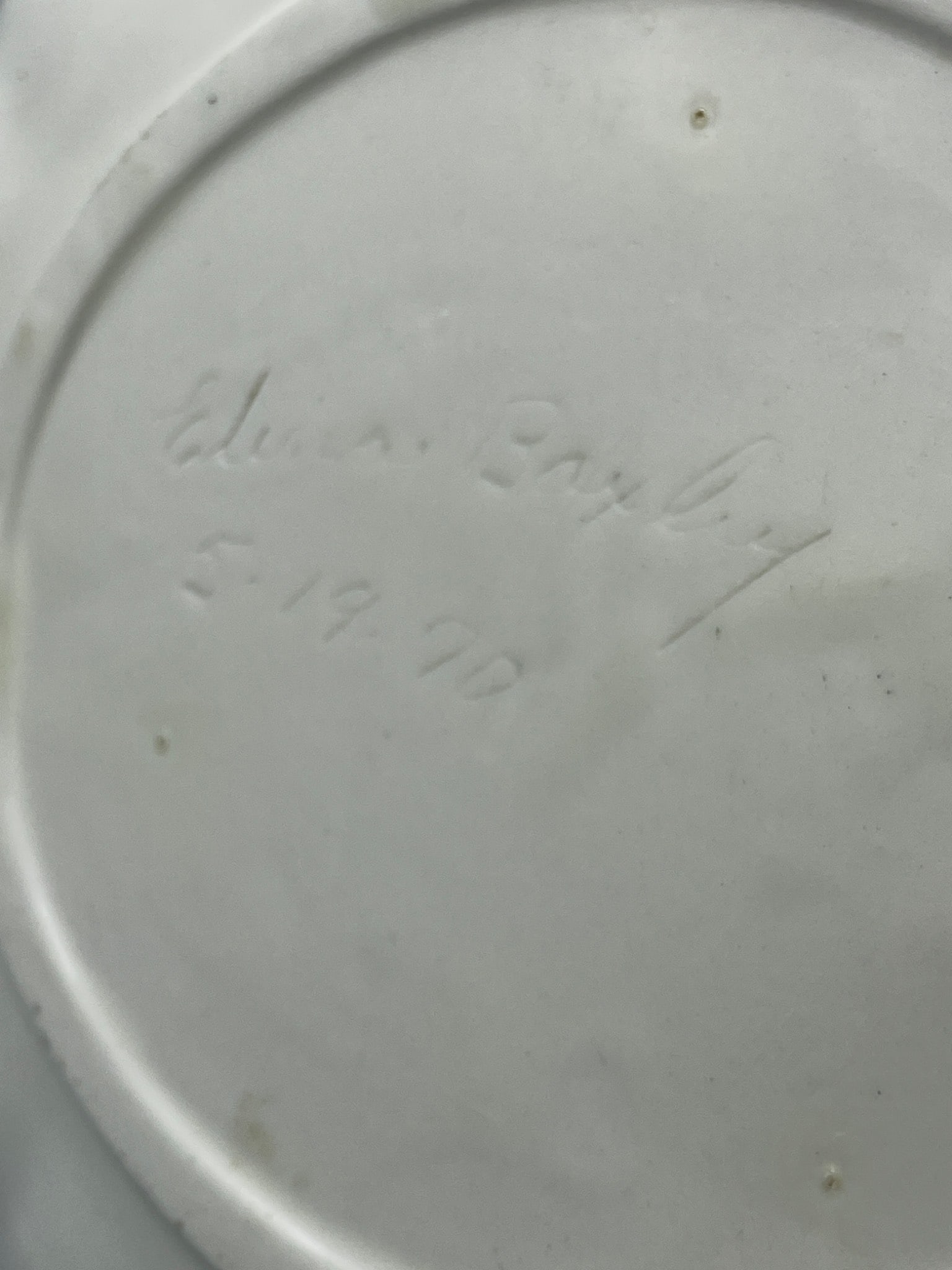 Scalloped Ceramic Plate Signed and DatedÂ  - 5