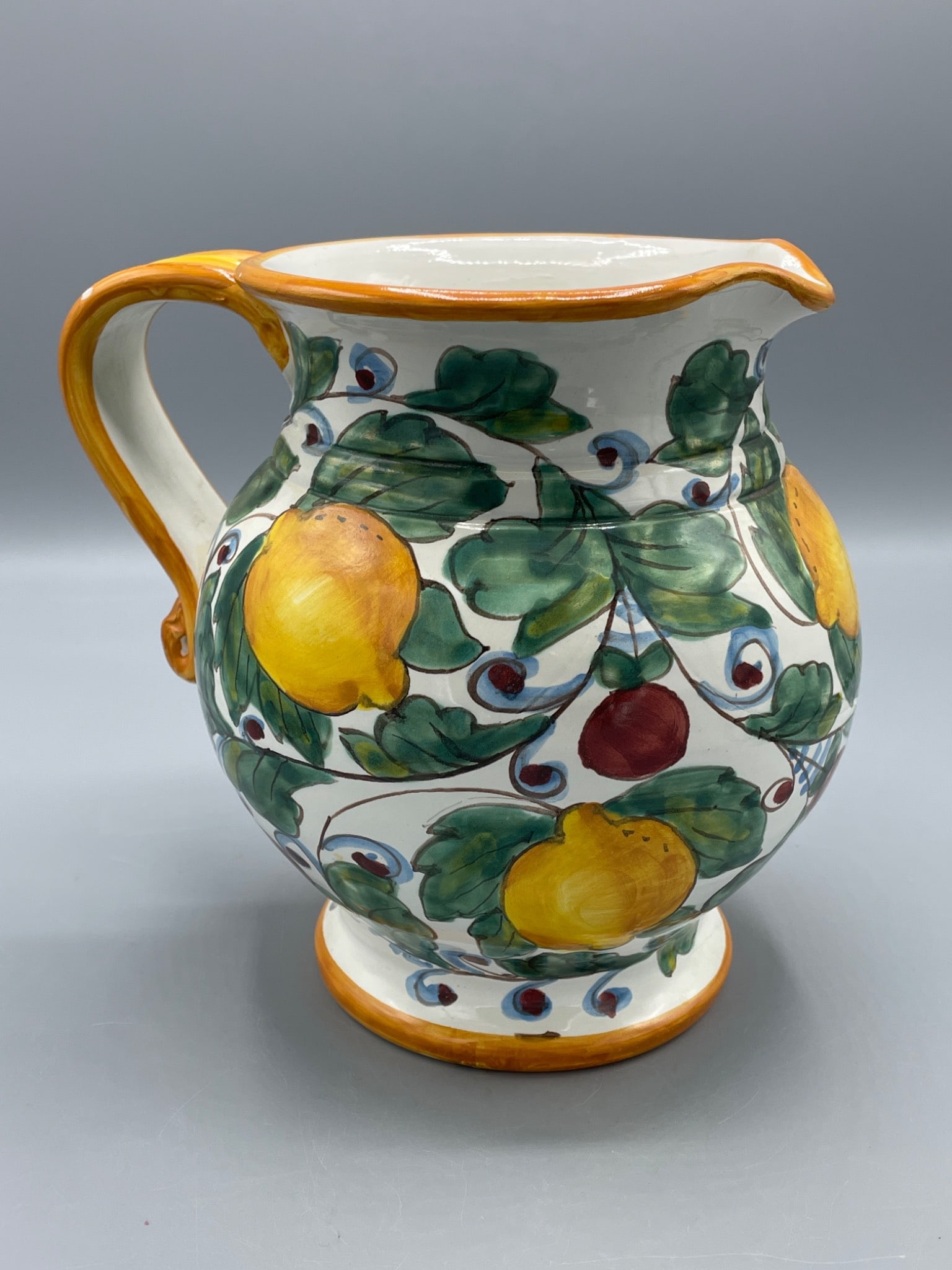 Italian-Made Hand-Painted Ceramic Pitcher with Lemon Motif - 2