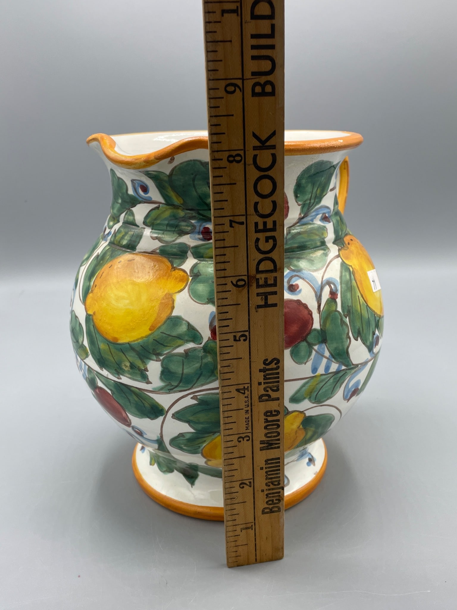 Italian-Made Hand-Painted Ceramic Pitcher with Lemon Motif - 5
