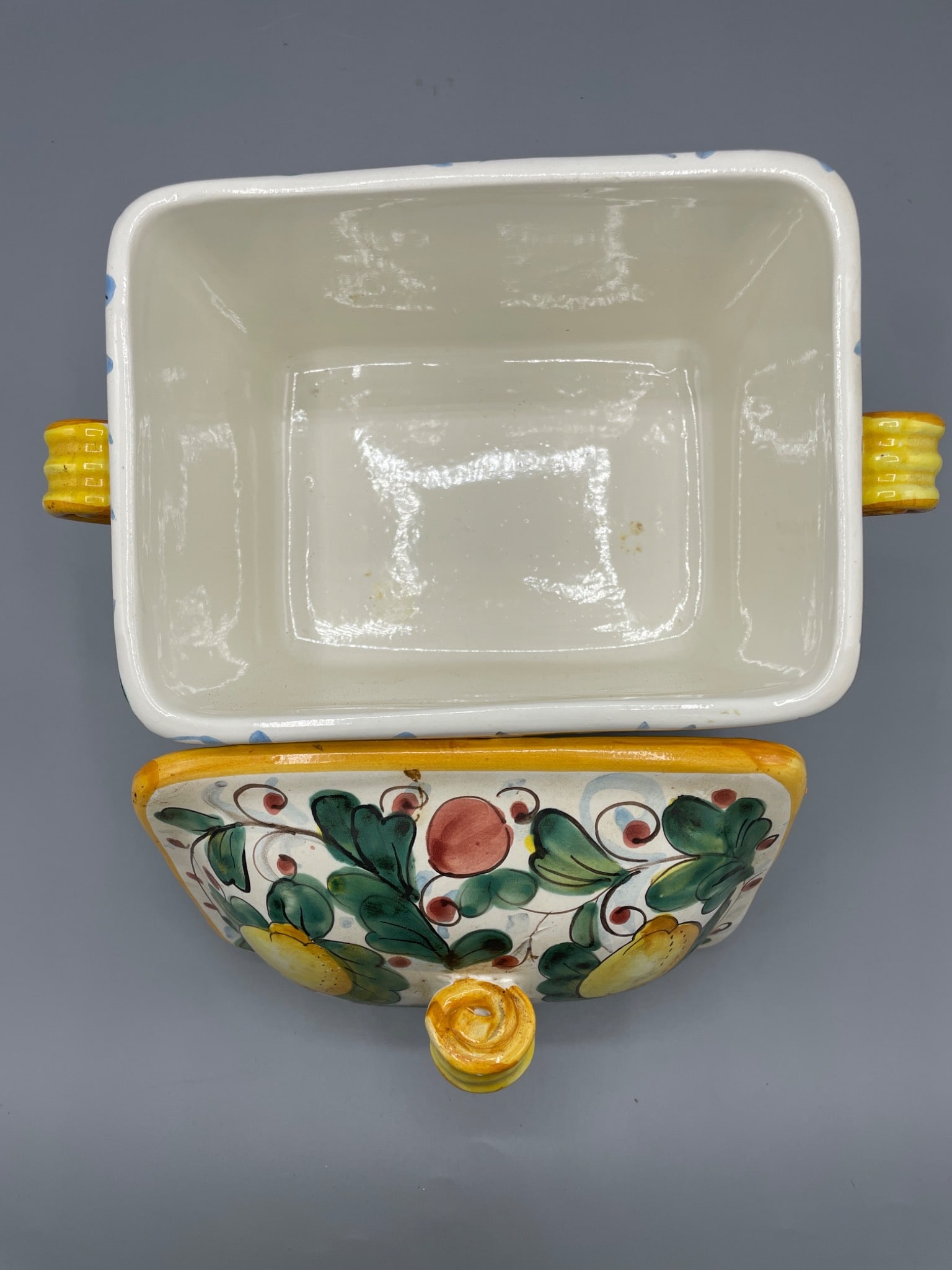 Hand-Painted Ceramic Square Lidded Dish Made in Italy - 3