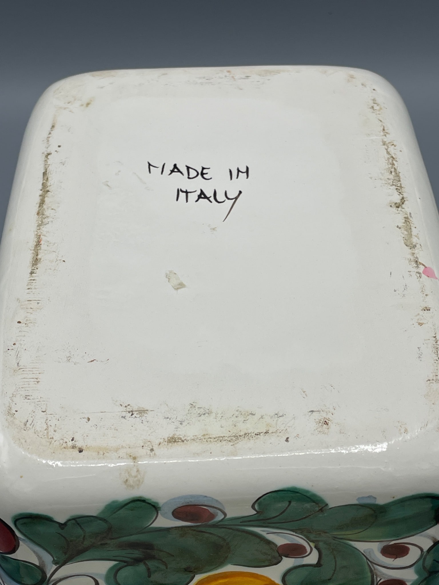 Hand-Painted Ceramic Square Lidded Dish Made in Italy - 5