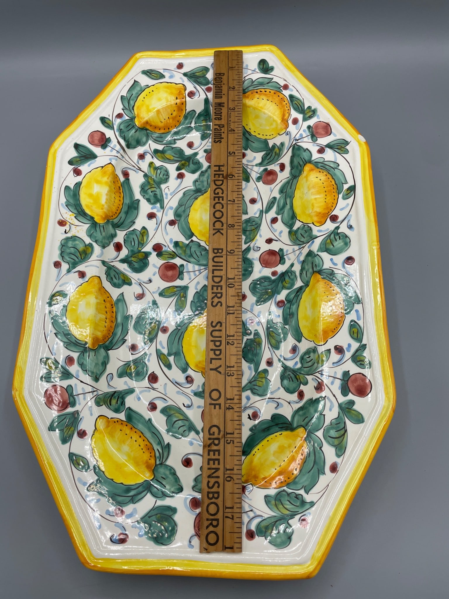 Hand-Painted Italian Ceramic Decorative Tray with Lemon Motif - 5