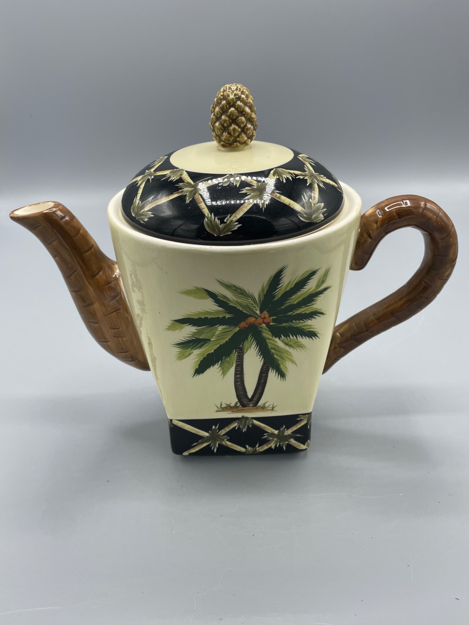 Pacific Rim Handpainted Ceramic Teapot with Palm Tree Design - 2