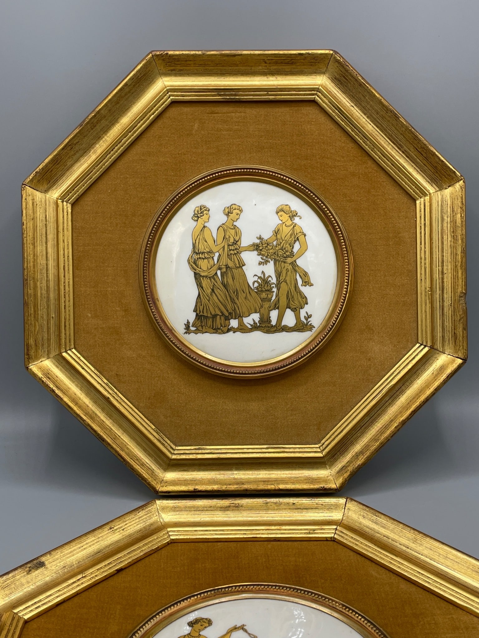 Octagonal Framed Ceramic Plaques by B&S Creations, New York, N.Y. - 2