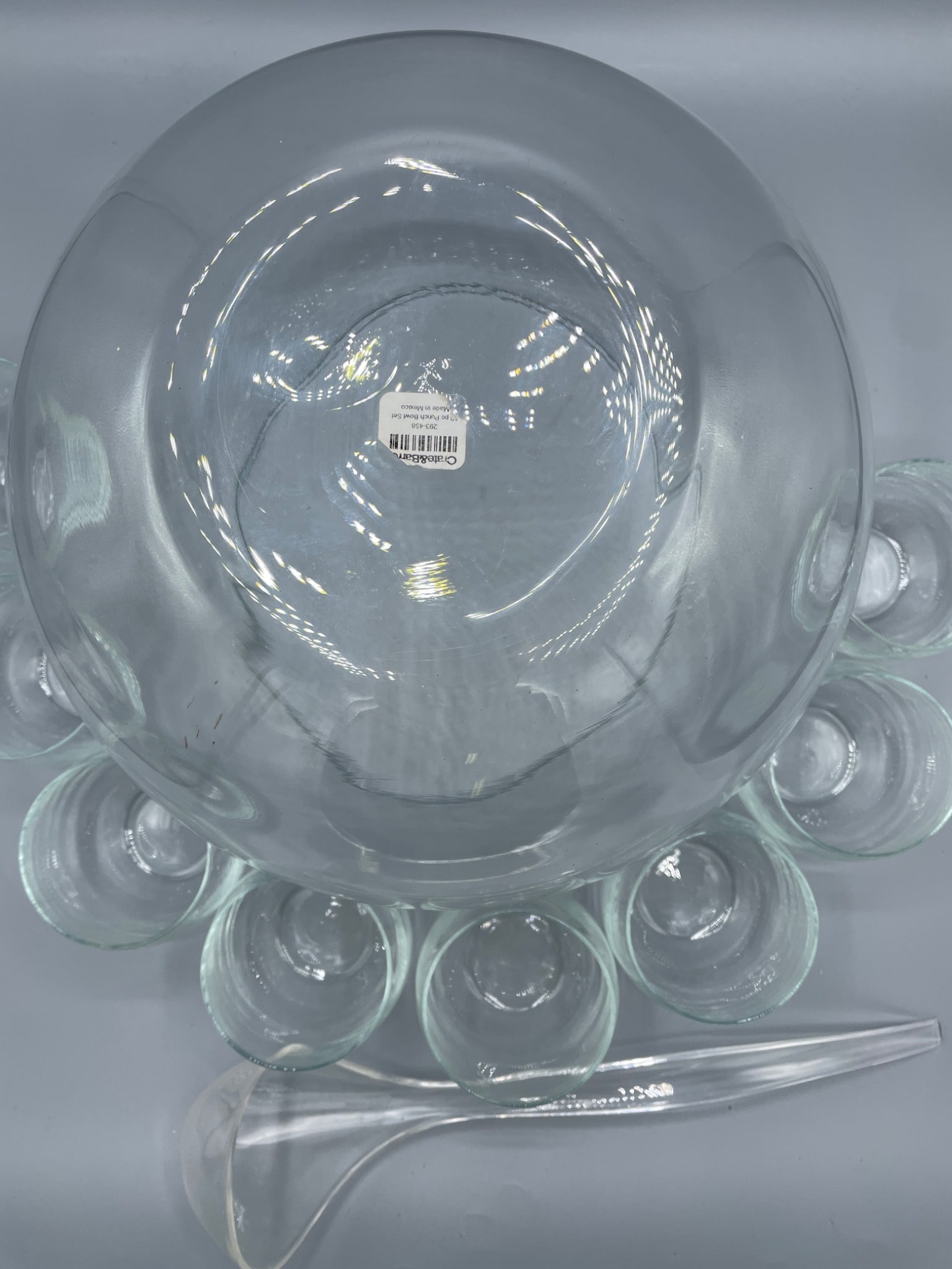 10-Piece All-Glass Punch Bowl Set By Crate & Barrel, Model 293-458 - 5