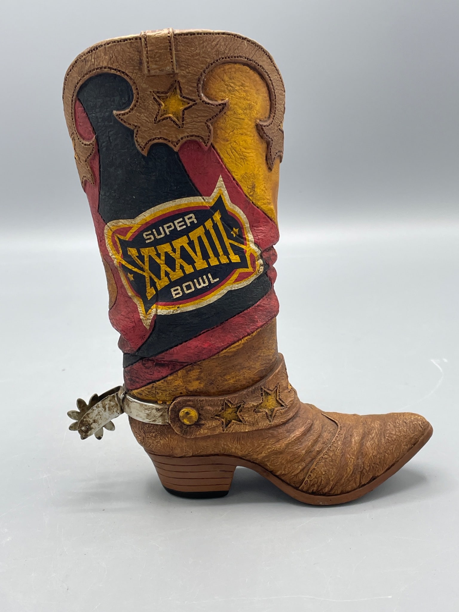 Super Bowl XXXVIII Handcrafted Collectible Cowboy Boot Figurine - 2