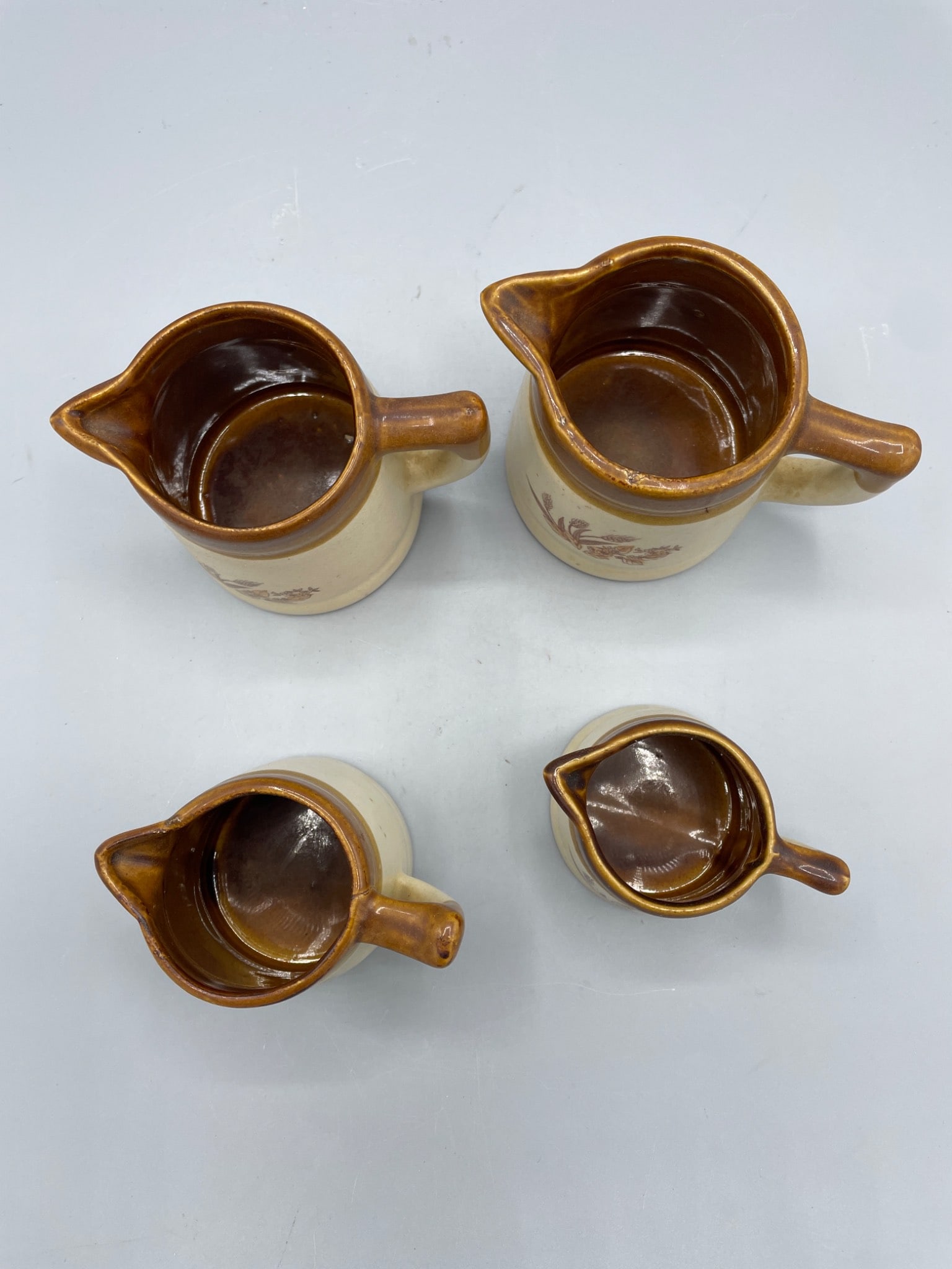 Four Ceramic Cream Pitchers with Wheat Motif - 2