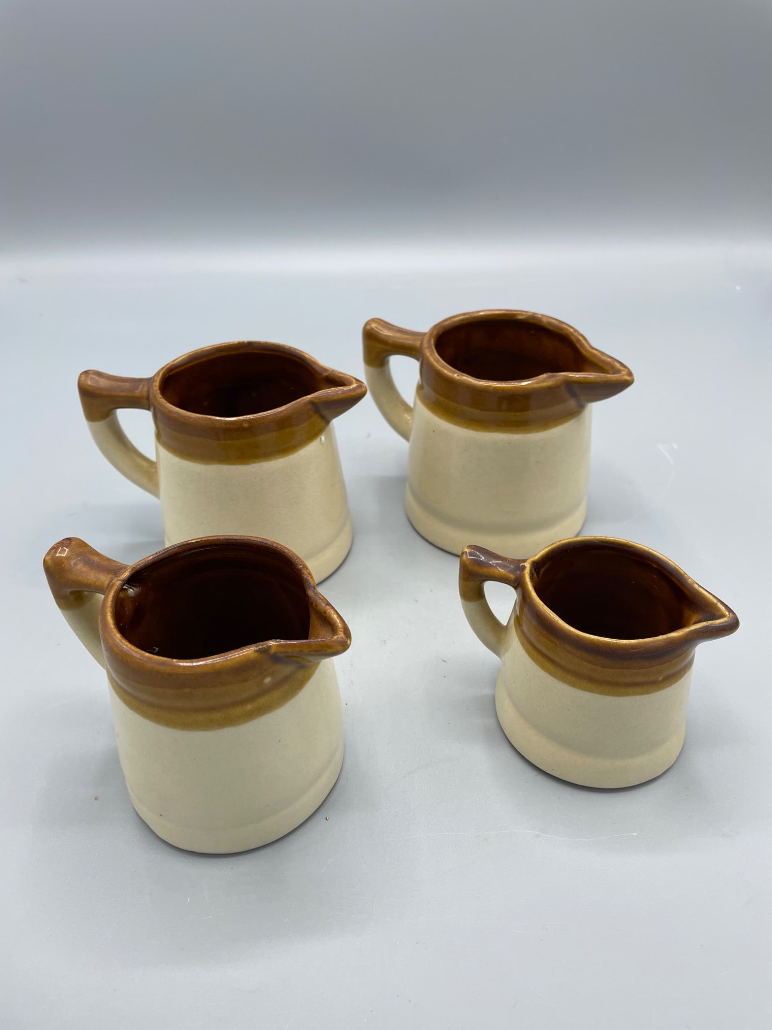 Four Ceramic Cream Pitchers with Wheat Motif - 3
