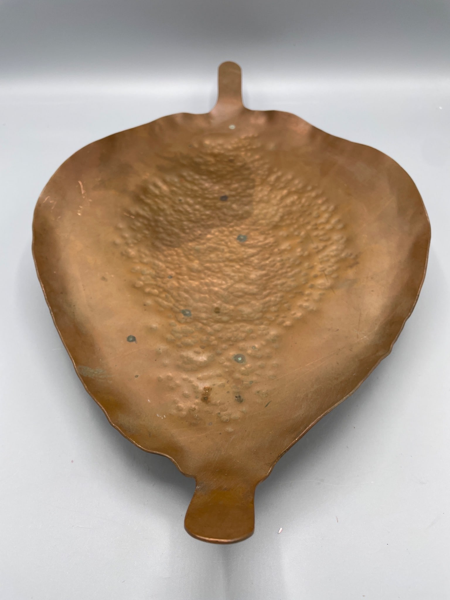 Hand-Hammered Copper Leaf-Shaped Decorative Tray or Wall Art - 2