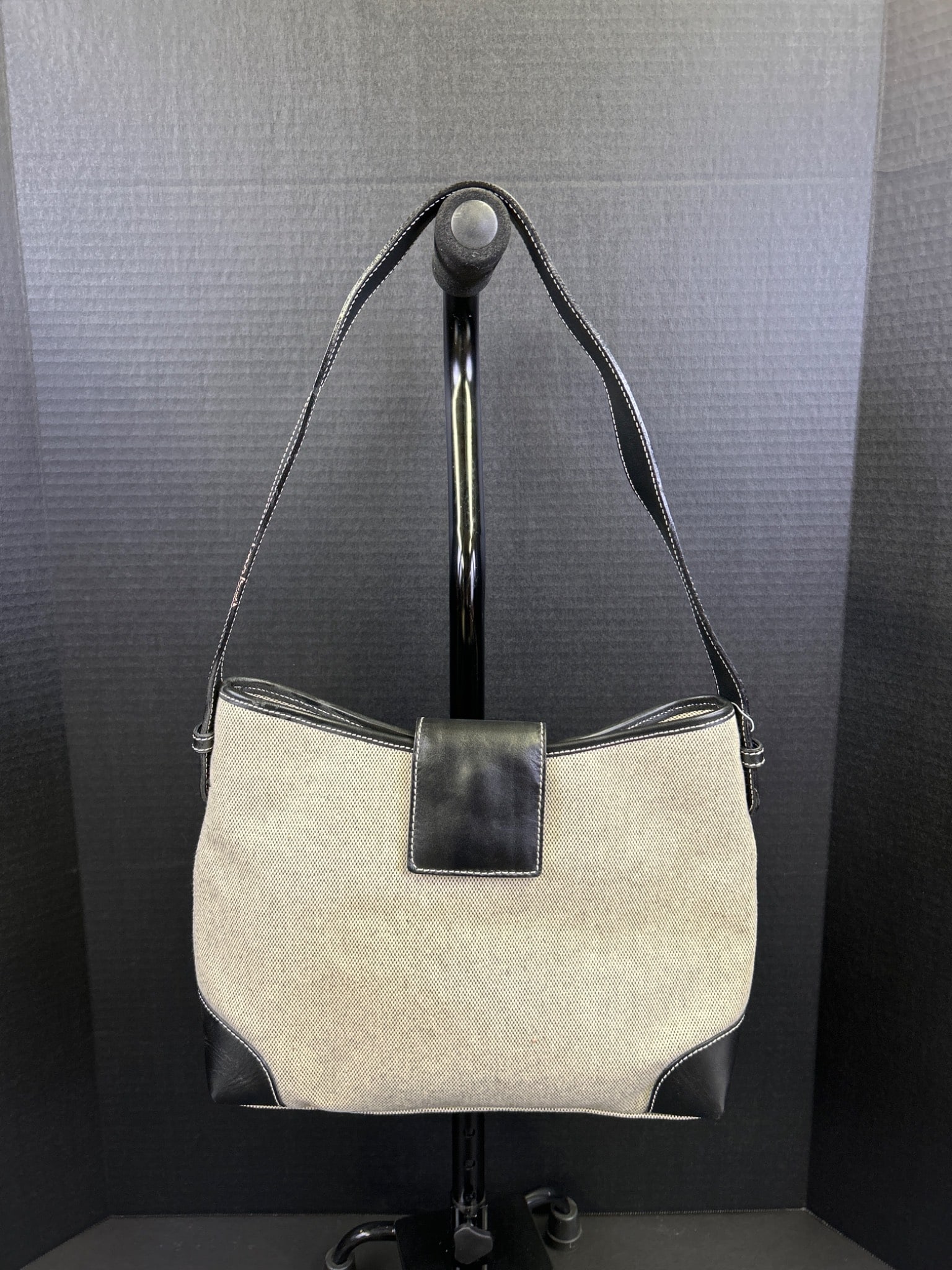 Telfran Genuine Leather and Fabric Shoulder Bag Made in Italy - 2