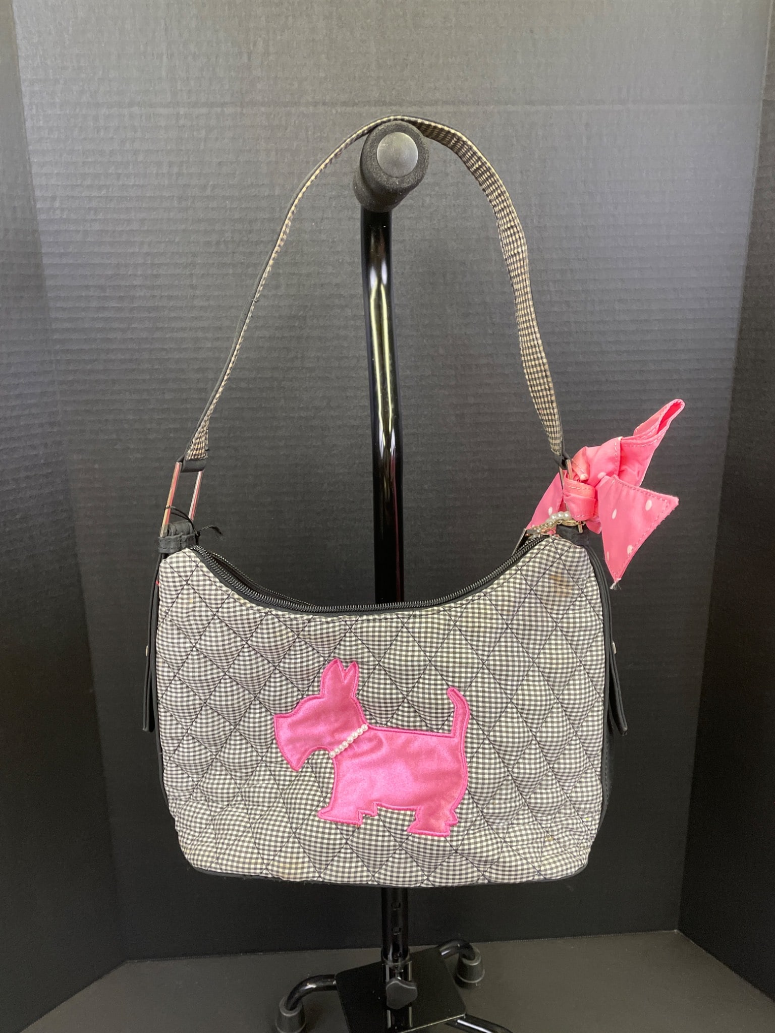 Quilted Handbag with Pink Scottie Dog Applique (1 of 5)