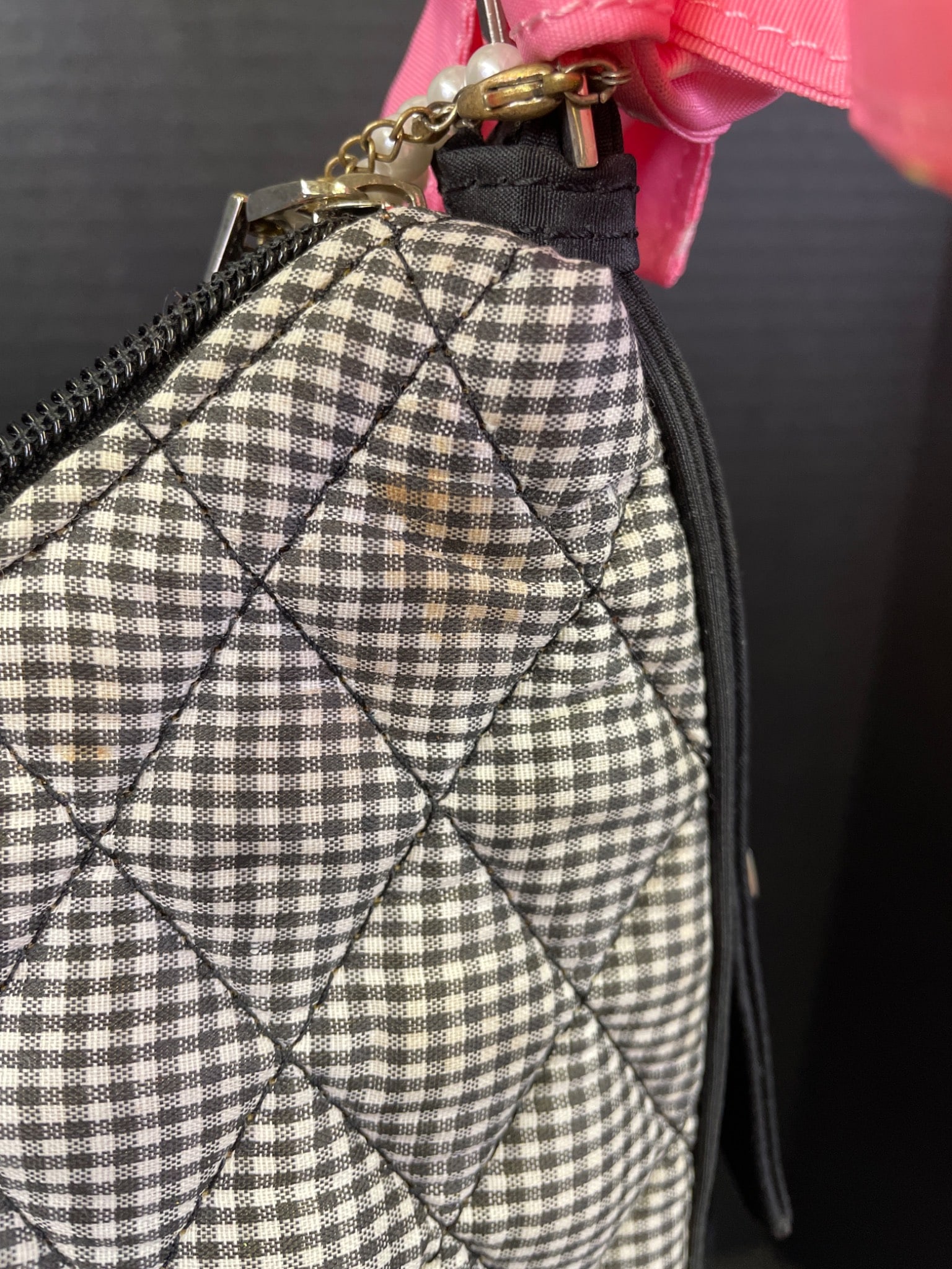 Quilted Handbag with Pink Scottie Dog Applique - 2