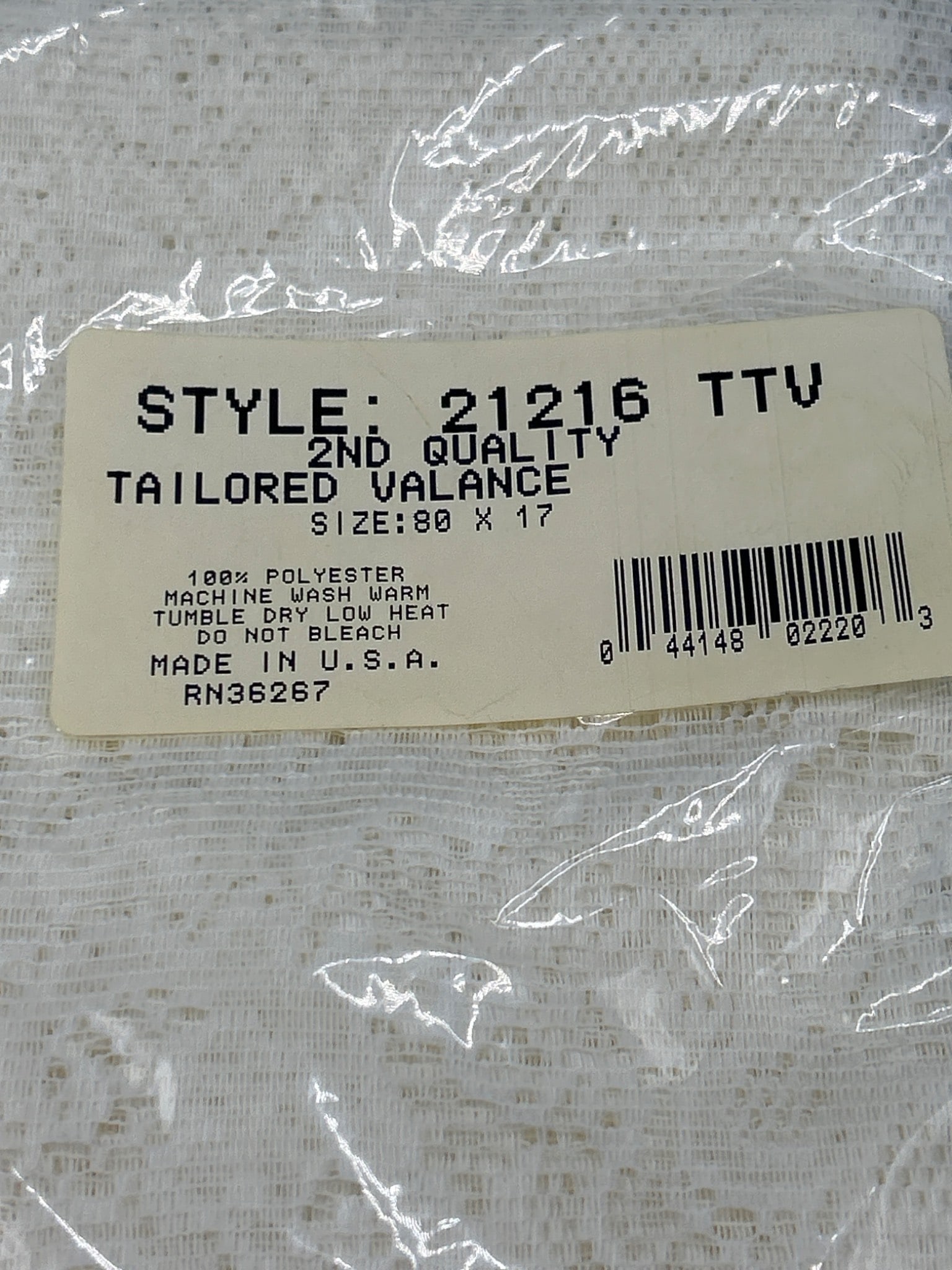 Style 21216 TTV Tailored Valance, 2nd Quality, Size 90 x 17, 100 Percent Polyester - 2