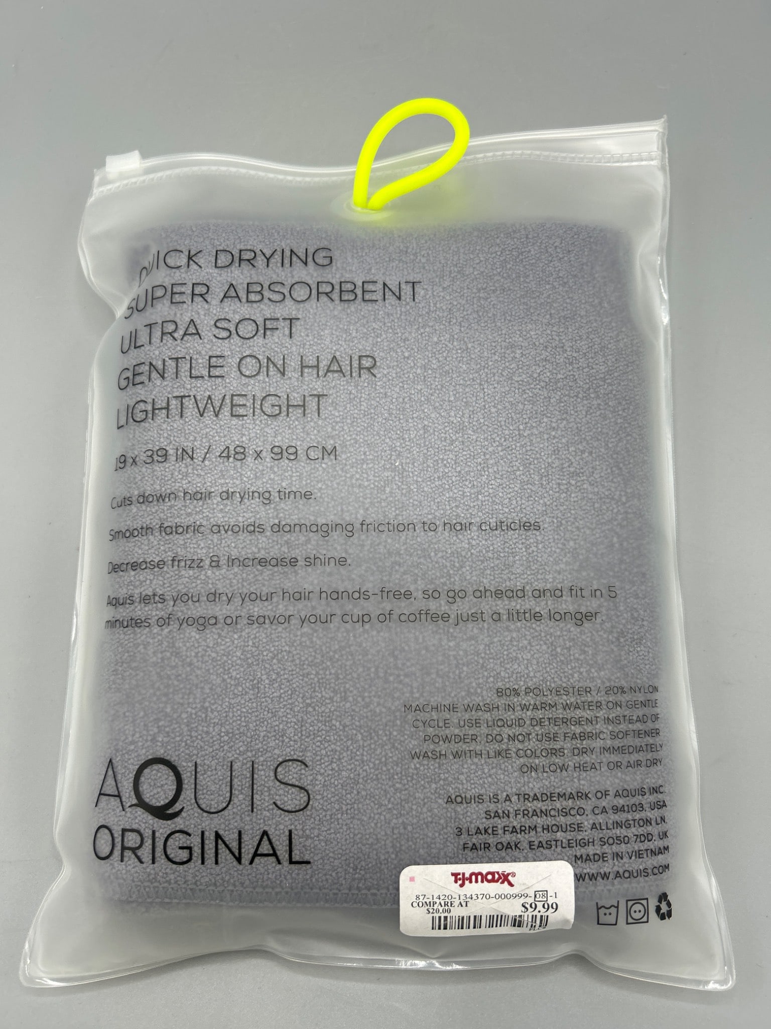 Aquis Original Hair Towel with Performance Drying Technology, 19 x 39 in - 2