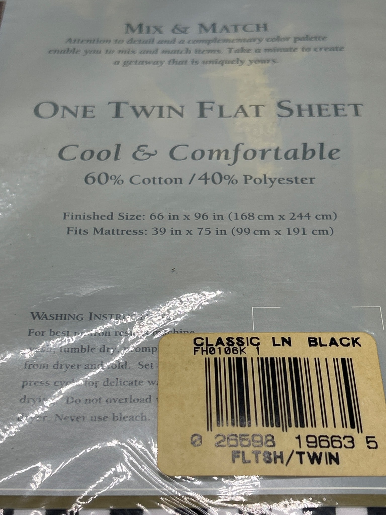 Cotton Luxury 200 Thread Count Twin Flat Sheet - Classic LN Black - 5